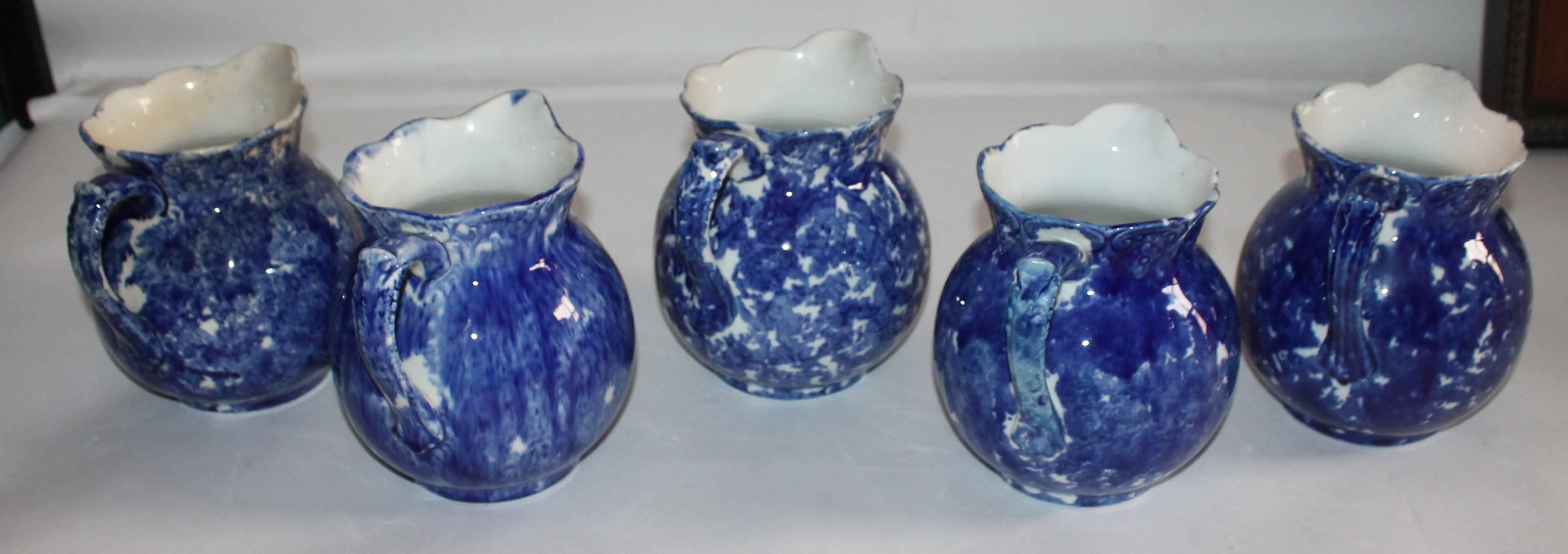 Spongeware Pitchers / Collection of Five, 19th Century For Sale 2