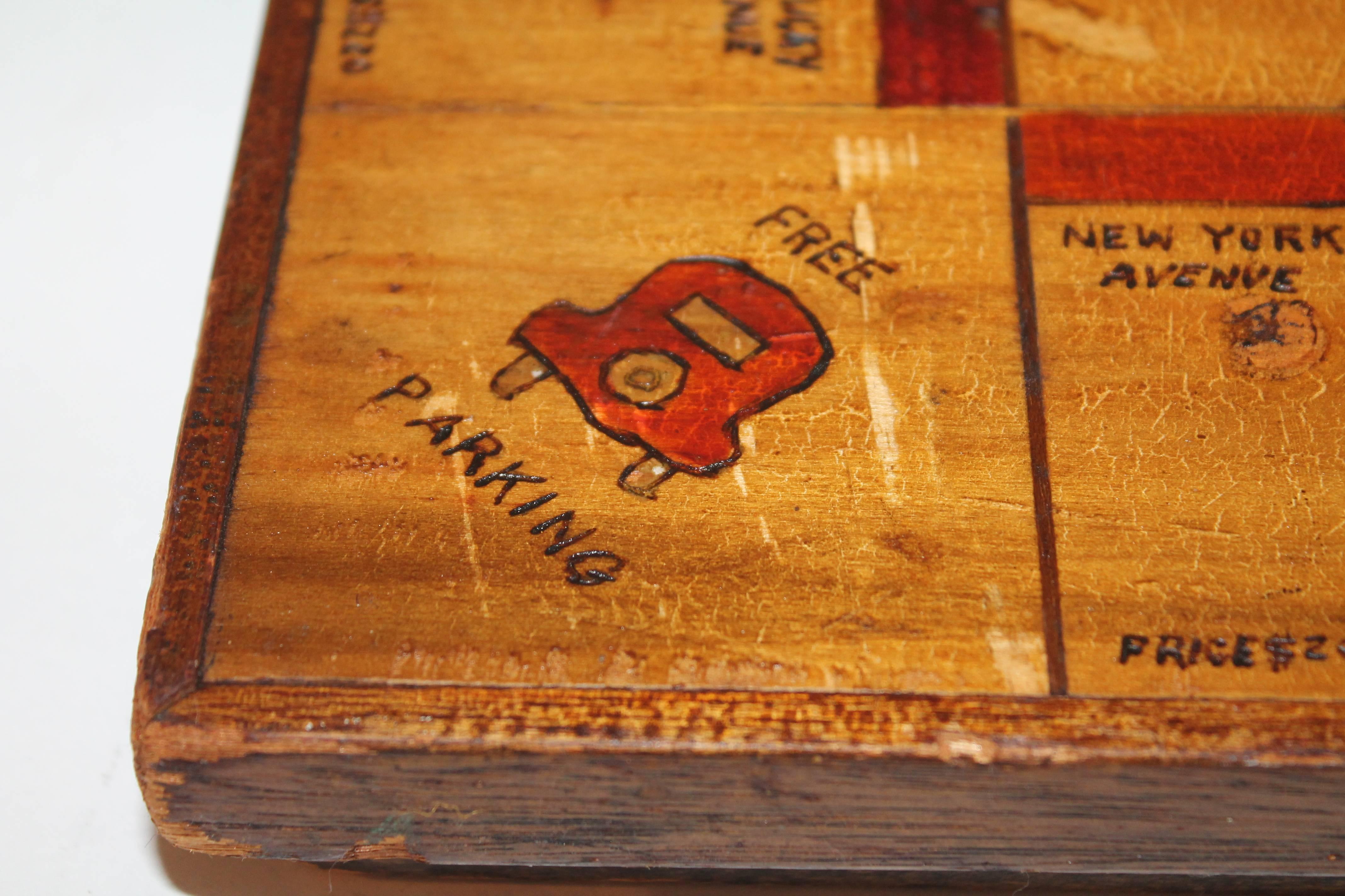 American Game Board/Folky Handmade Monopoly Board, 1930s
