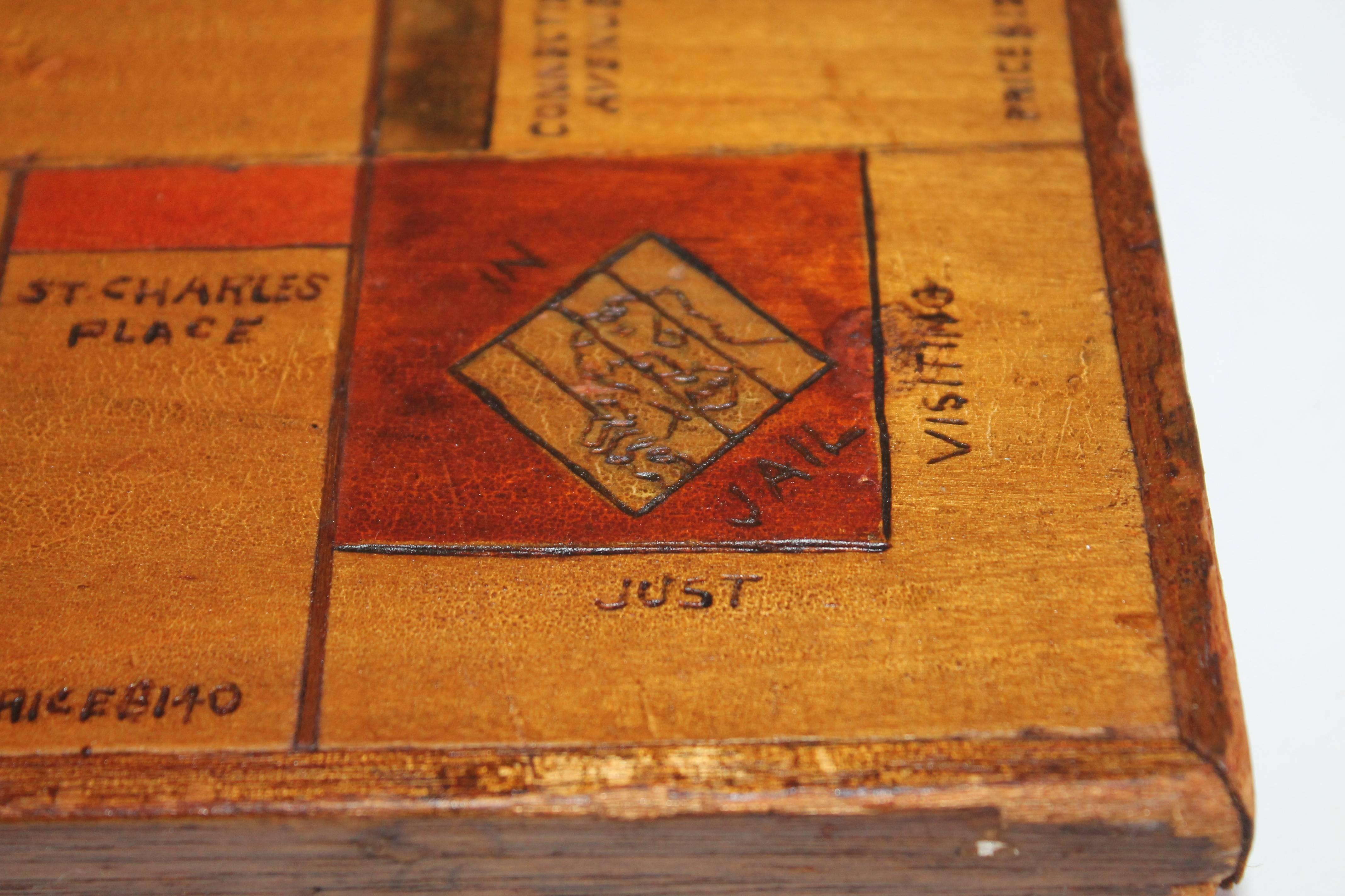 Folk Art Game Board/Folky Handmade Monopoly Board, 1930s