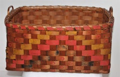 19th Century Penobscot Indian Polychrome Paint Decorated Basket