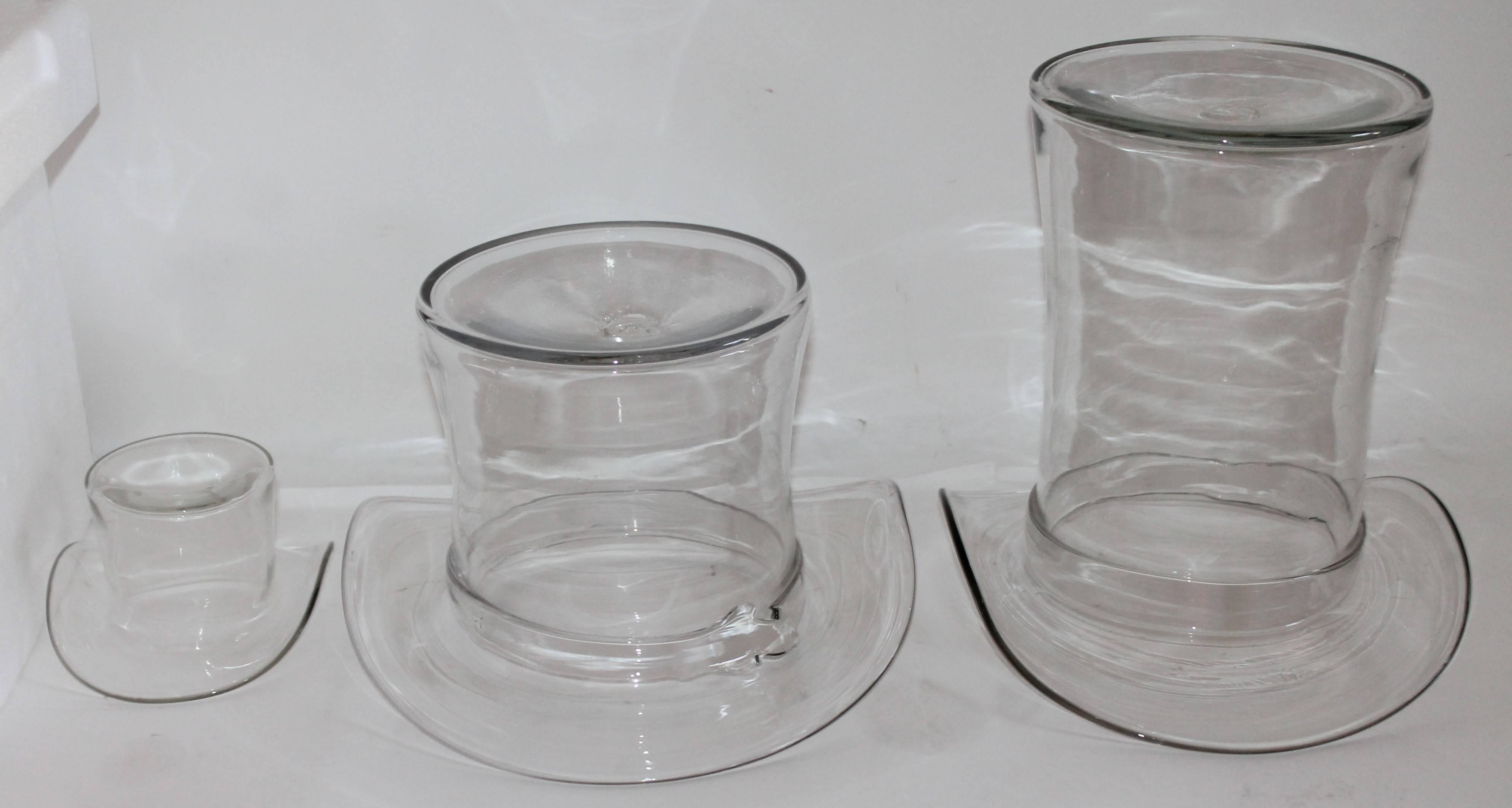 American Classical Collection of Three Handblown Glass Top Hats