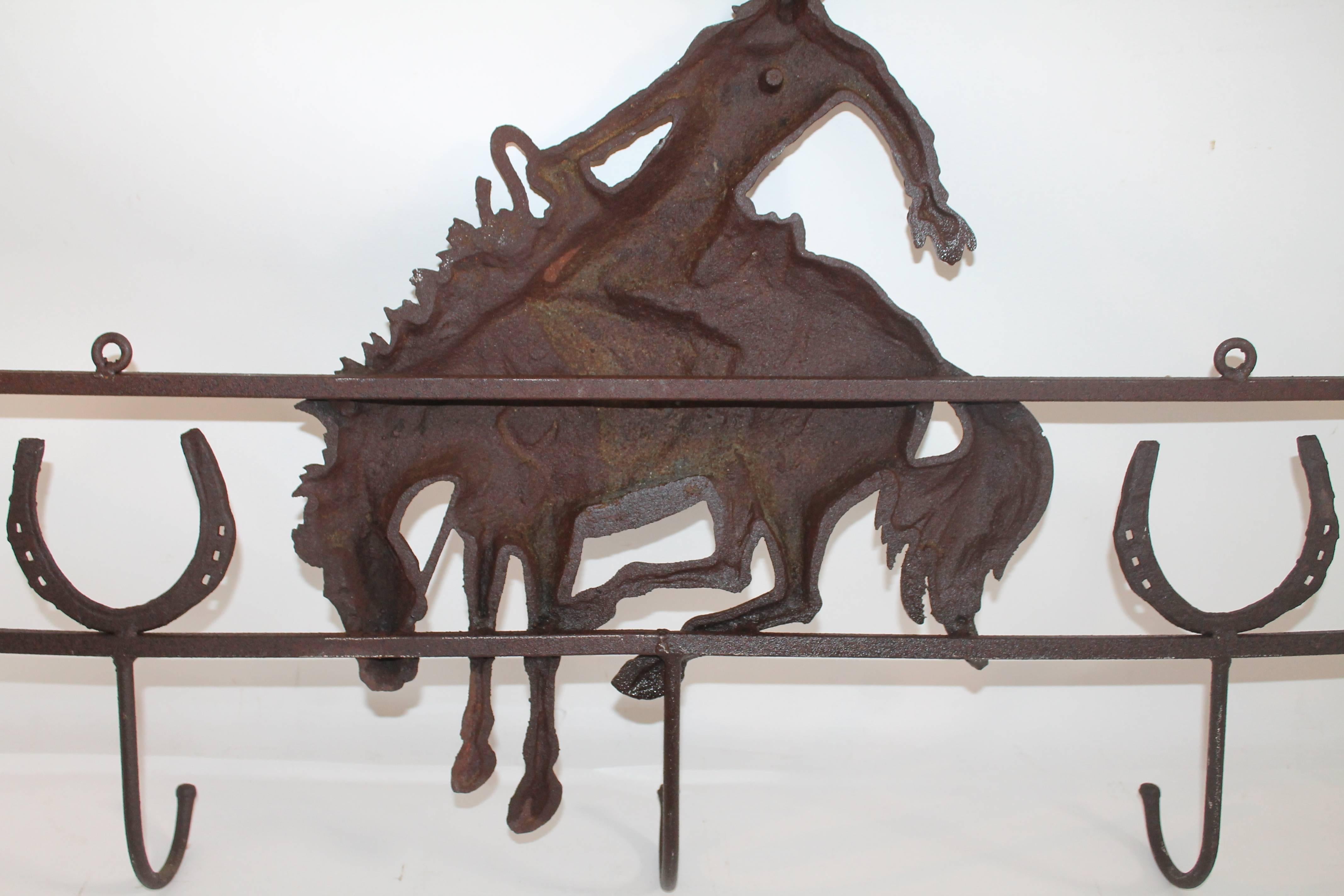 20th Century Iron Hat Rack with Bucking Bronco