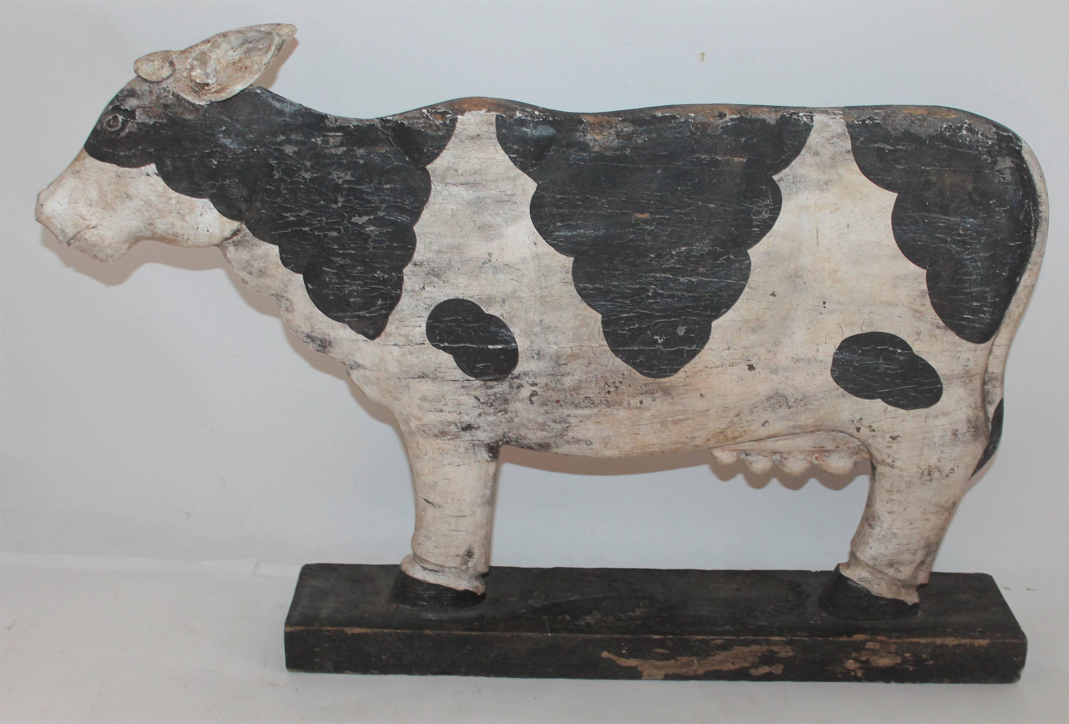 Country Folky Hand-Carved  Cow Trade Sign