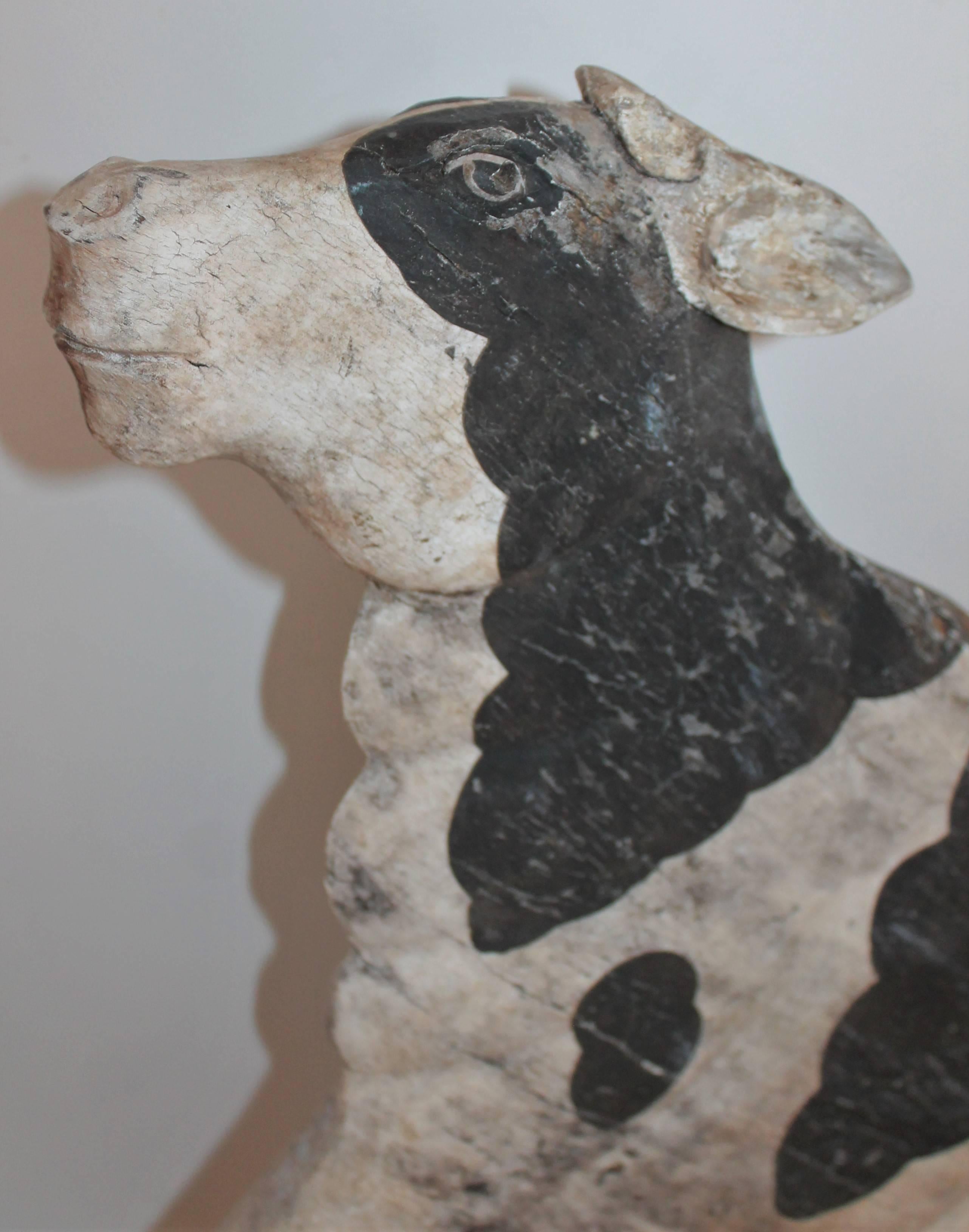 Wood Folky Hand-Carved  Cow Trade Sign
