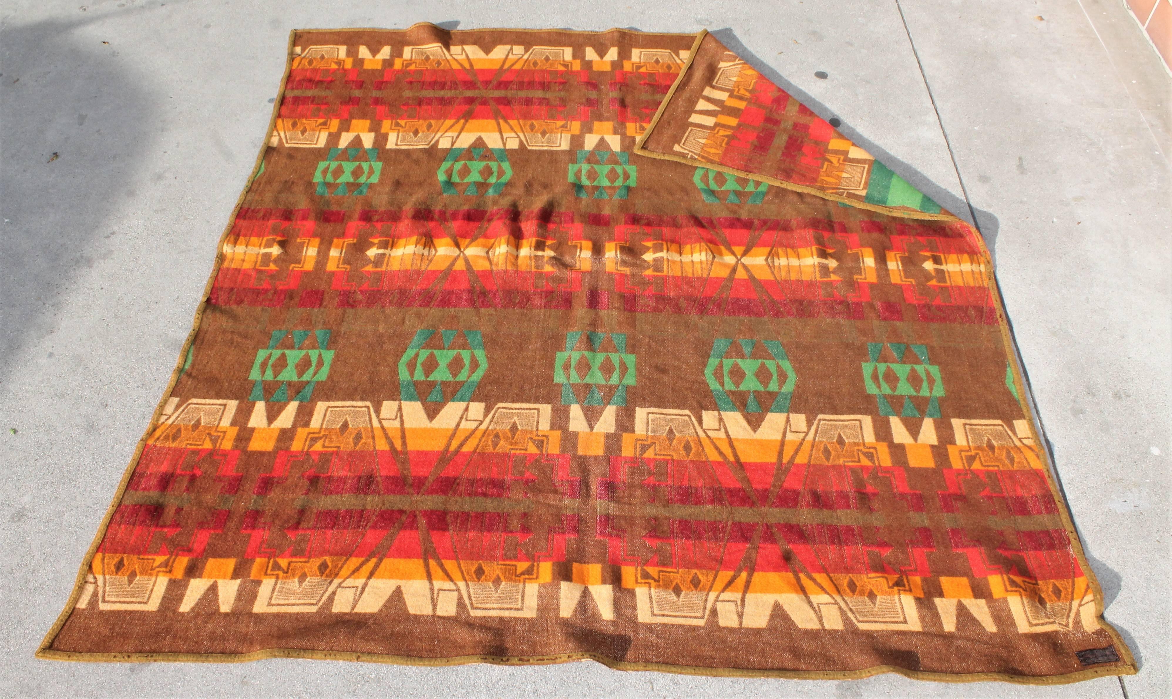 Wool Pendleton Indian Design Trade Blanket / Cayuse