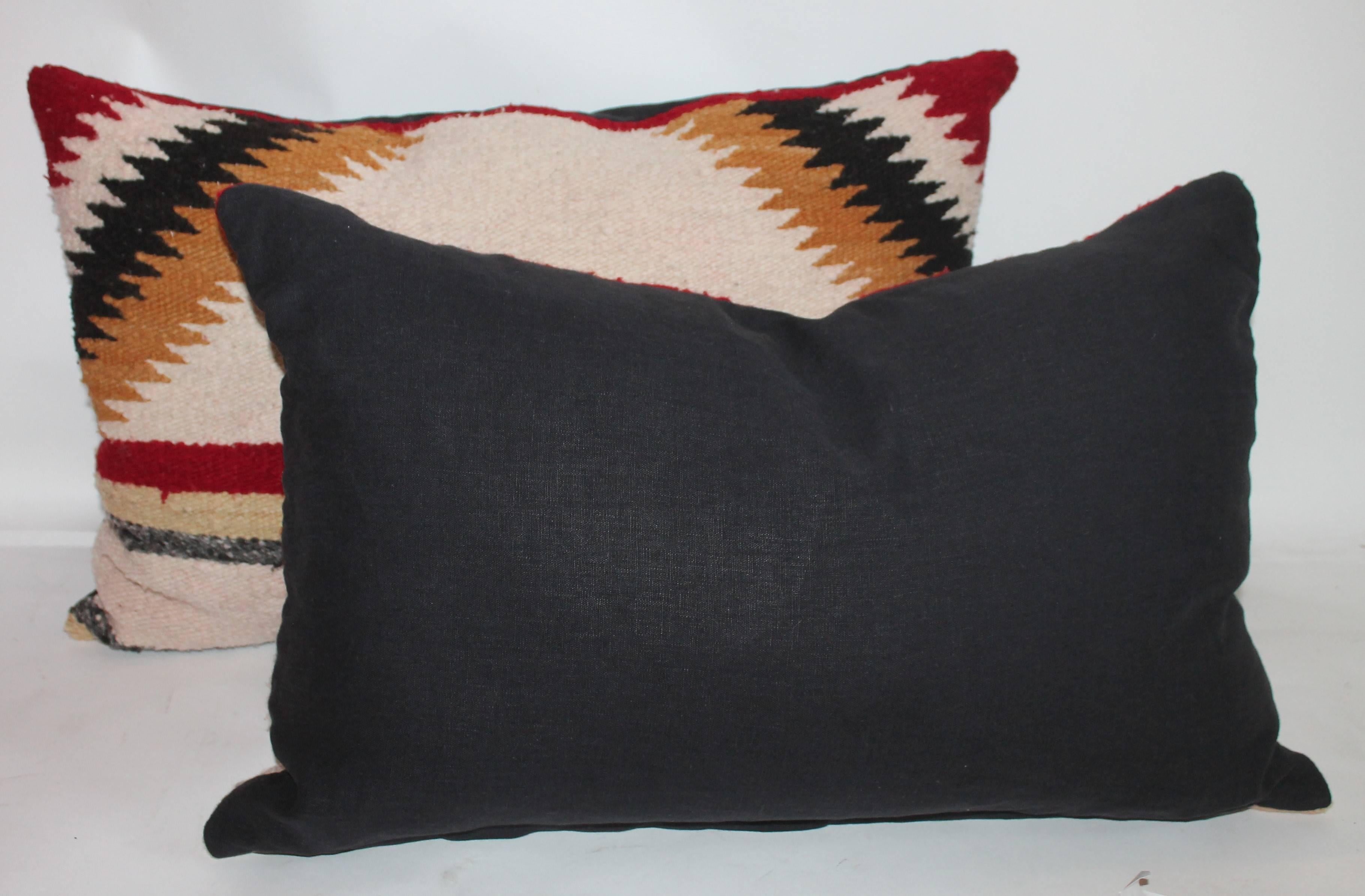 Linen Navajo Saddle Blanket Pillows, Set of Three For Sale