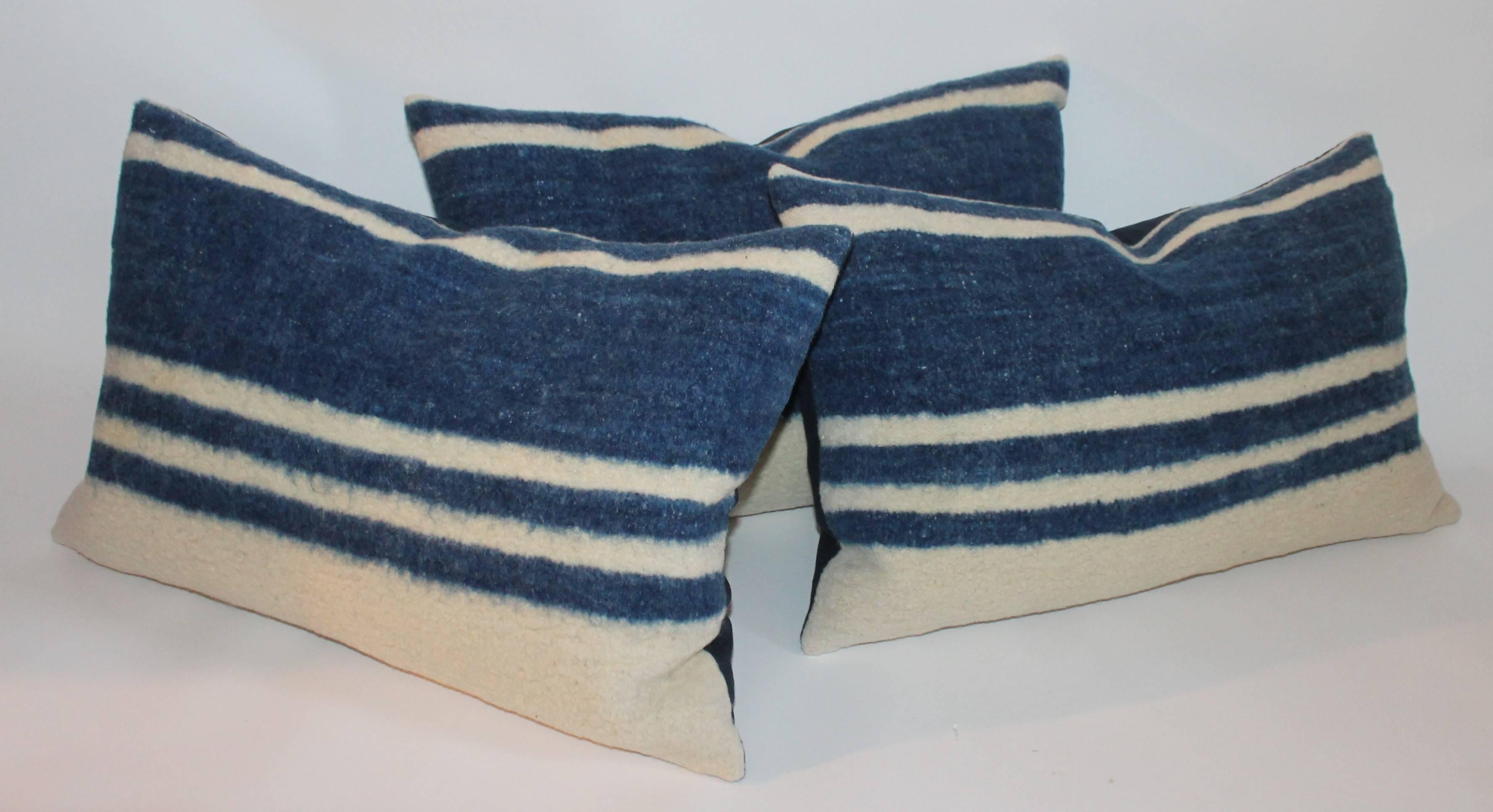 Adirondack Collection of Three Striped  Alpaca Indian Weaving Pillows