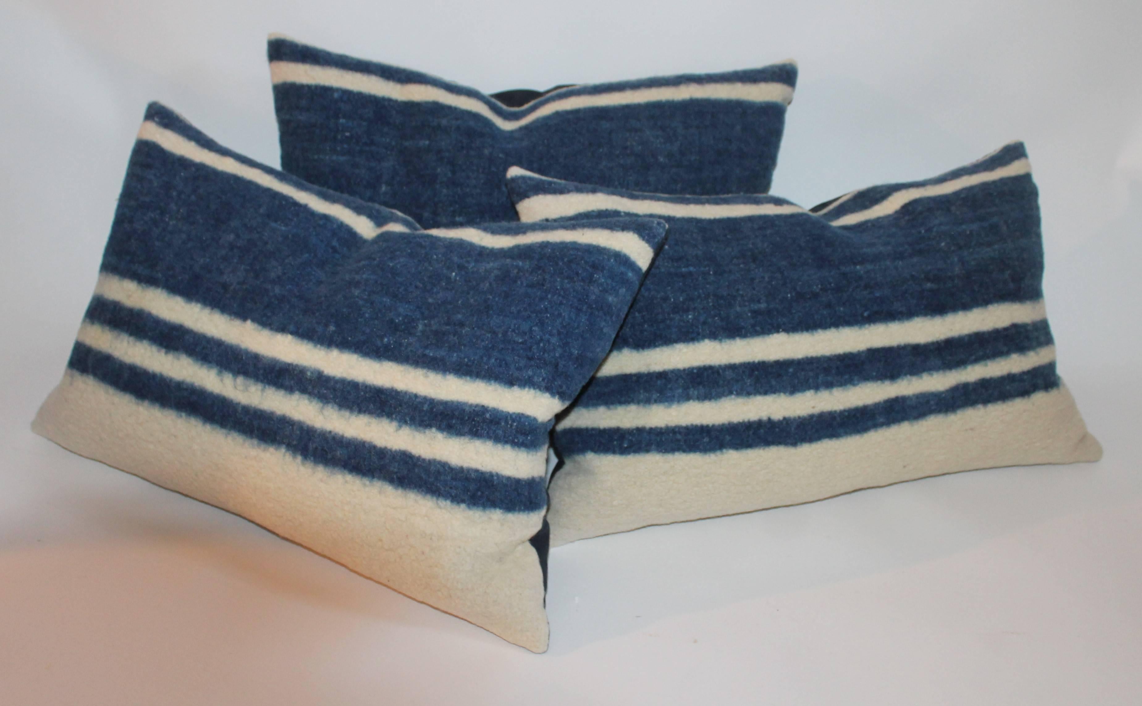 American Collection of Three Striped  Alpaca Indian Weaving Pillows