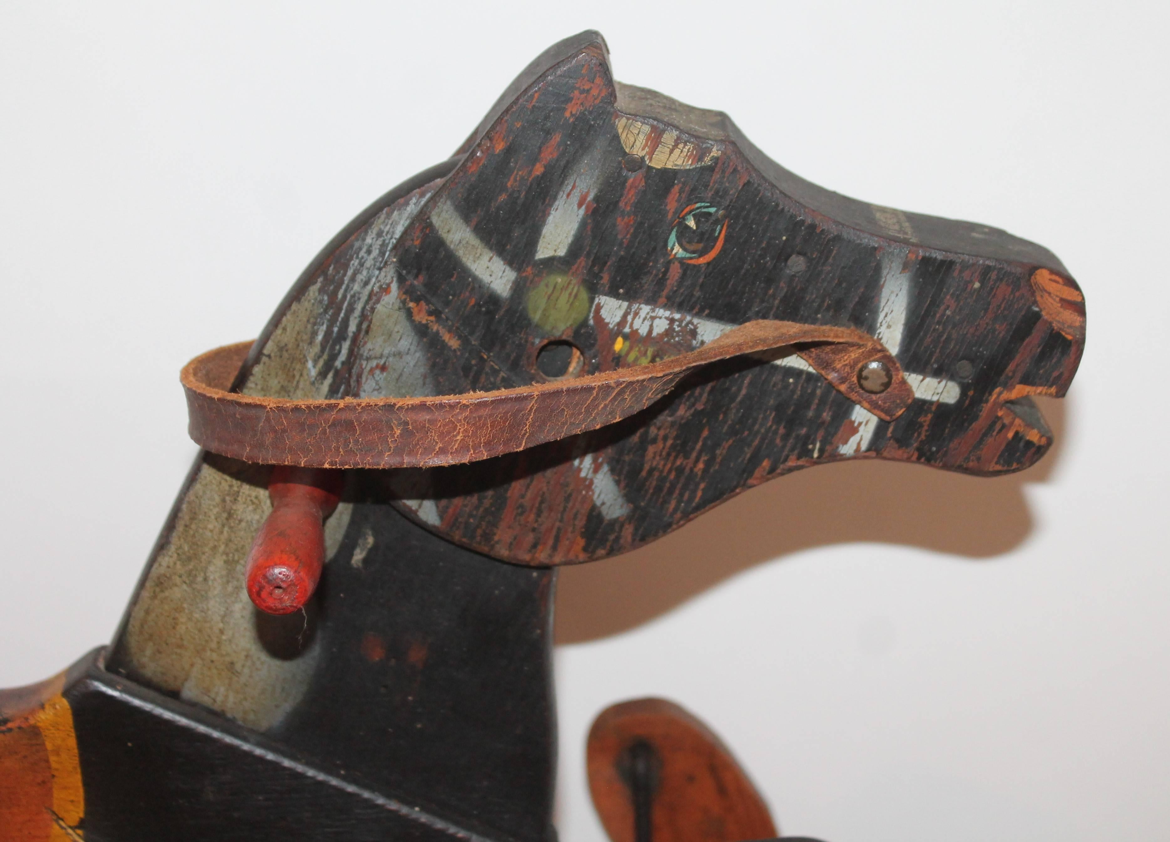 American 19th C Platform Rocking Horse in Original Painted Surface