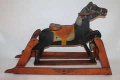 19th C Platform Rocking Horse in Original Painted Surface