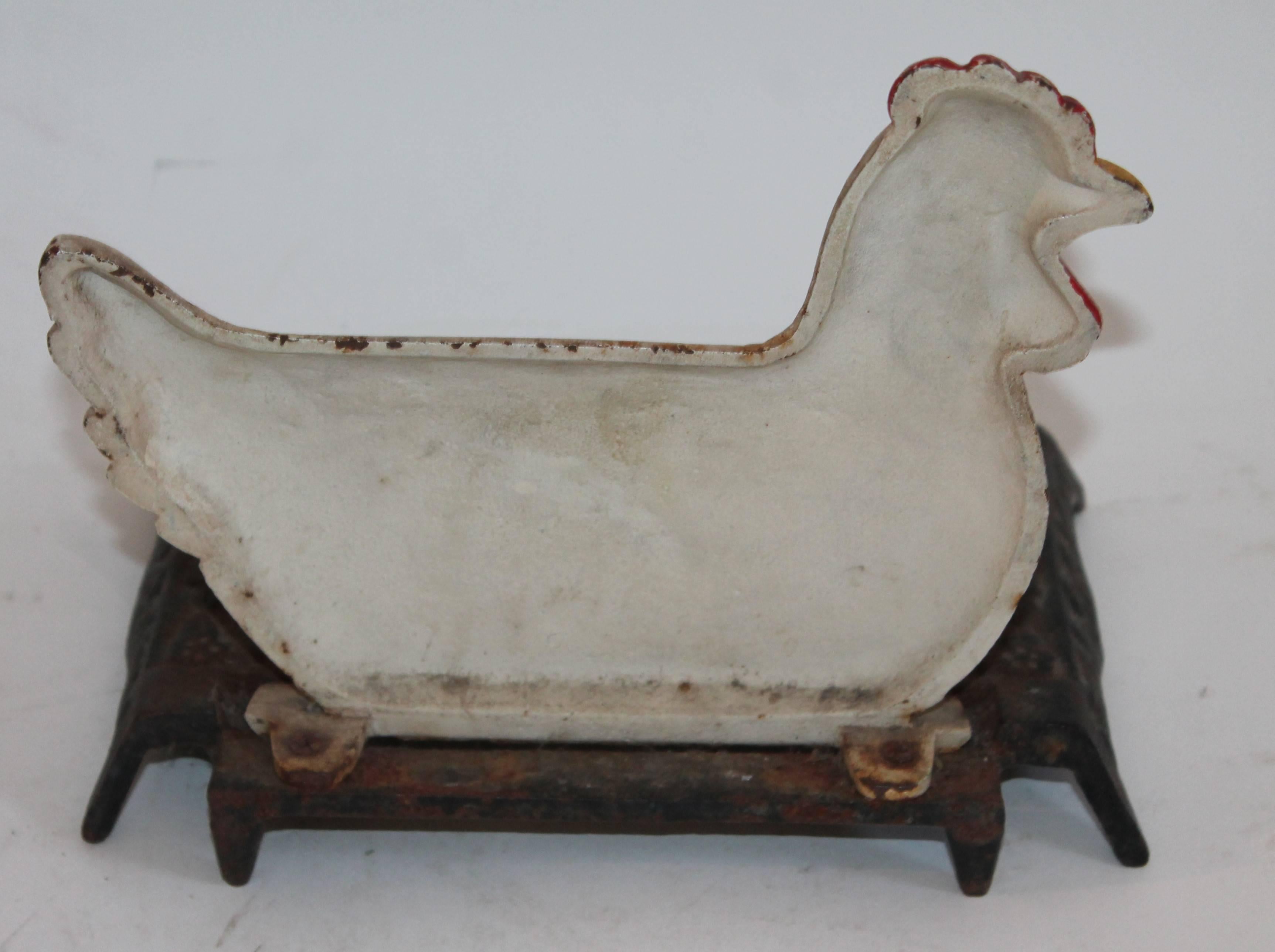 American 20th Century Original Painted Rooster Boot Scrapper