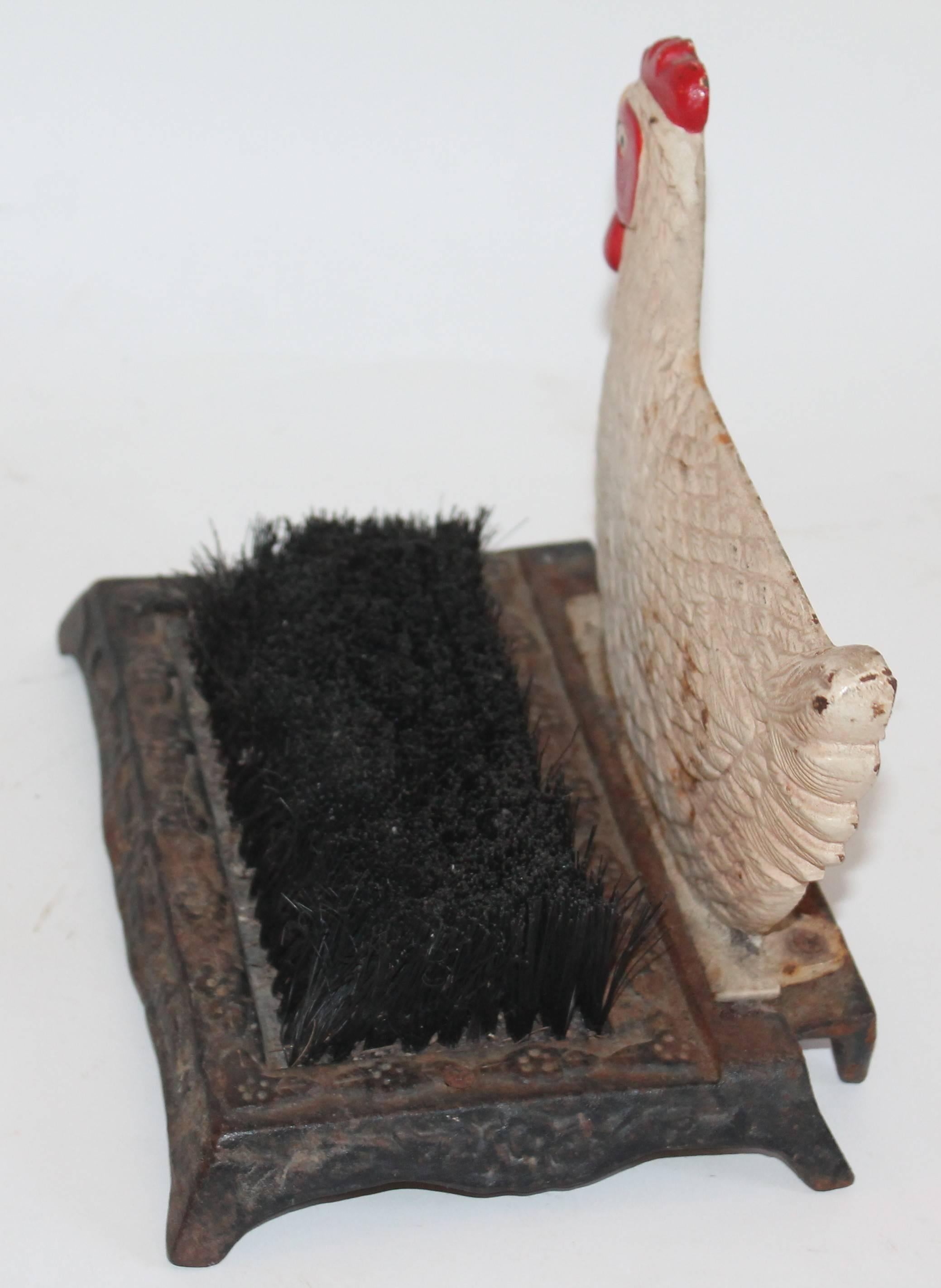 Country 20th Century Original Painted Rooster Boot Scrapper