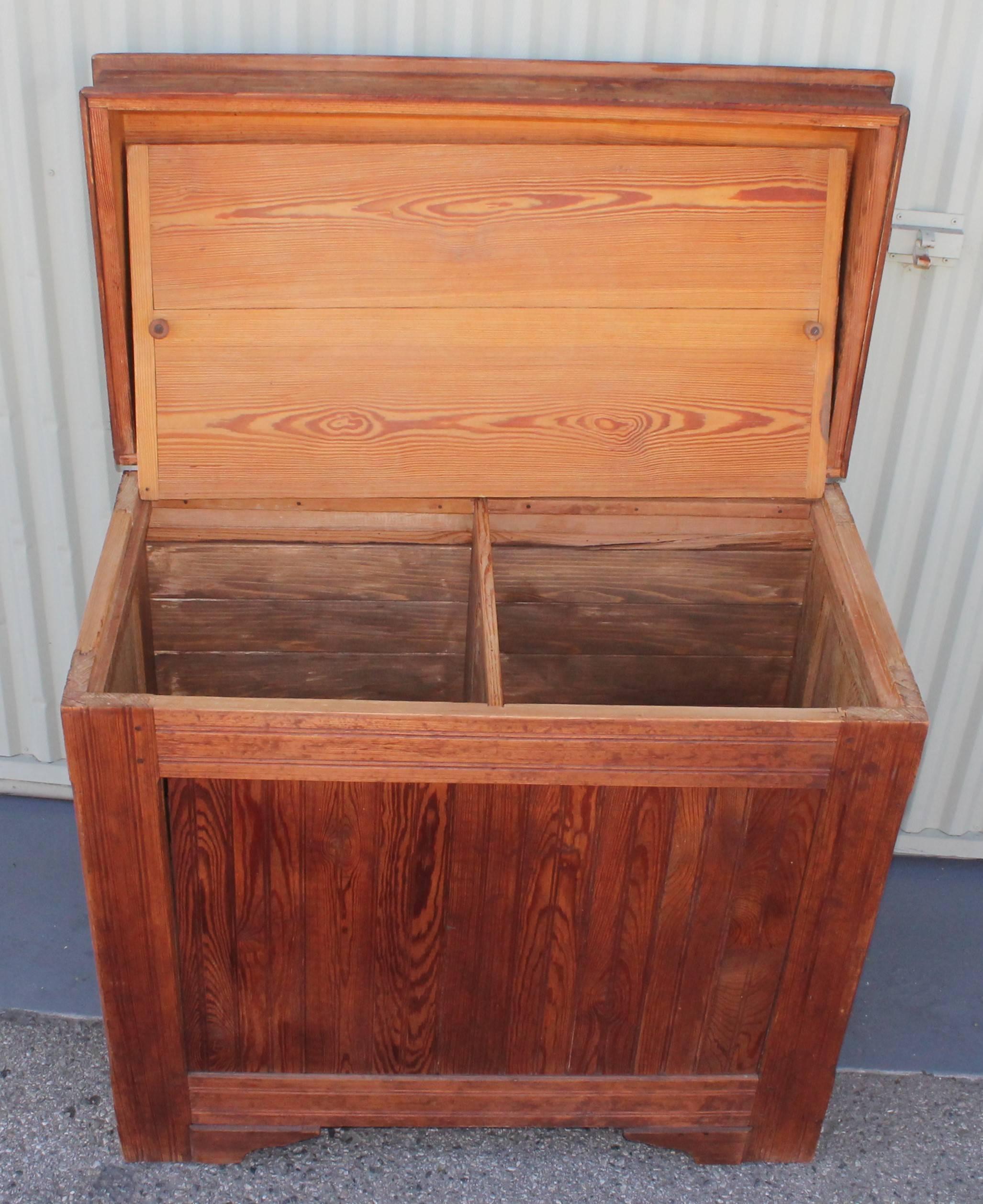 Country 19th Century Rustic Pine Feed Bin with Bread Board Built In