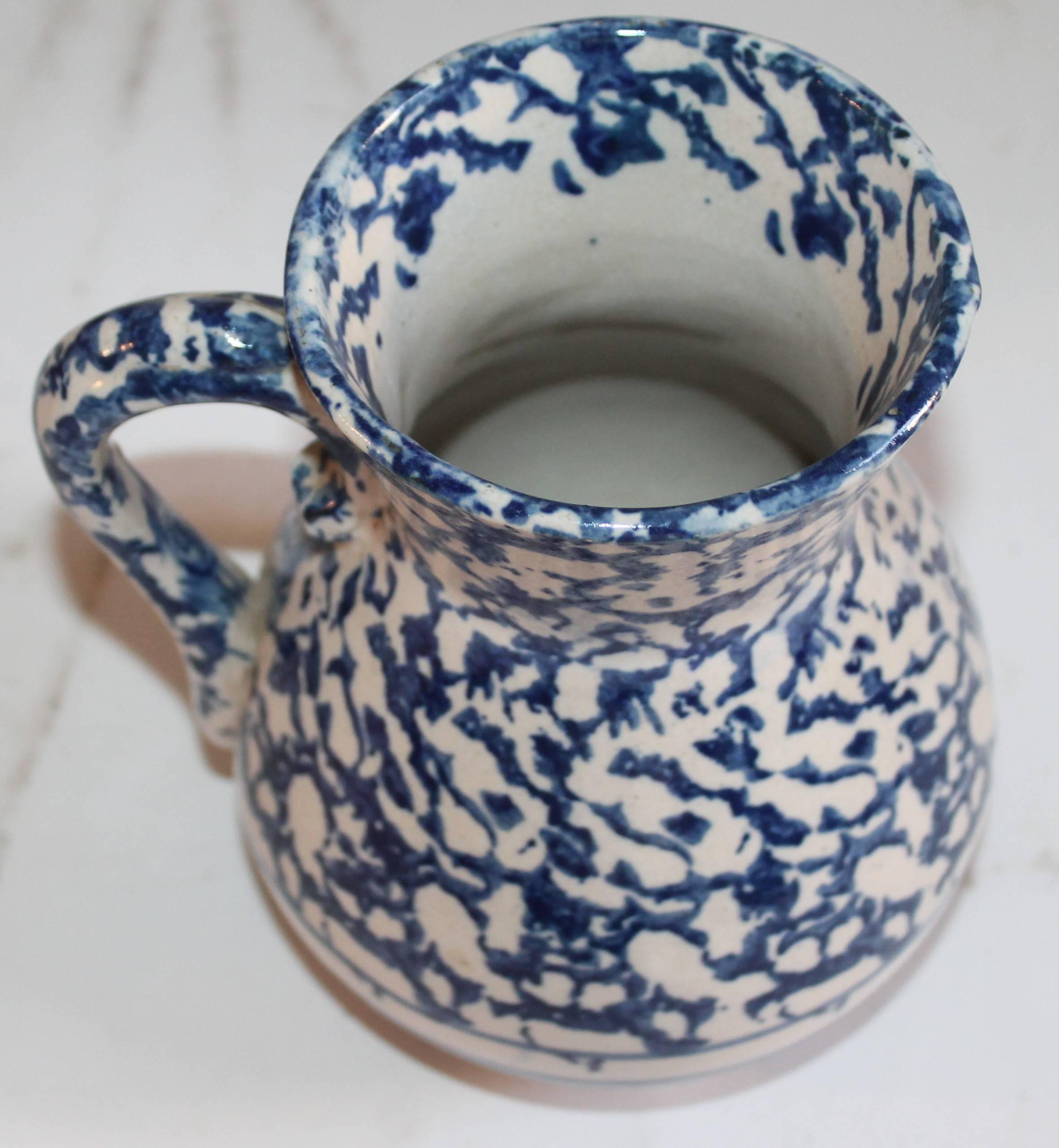 Country Sponge Ware Pottery Pitcher