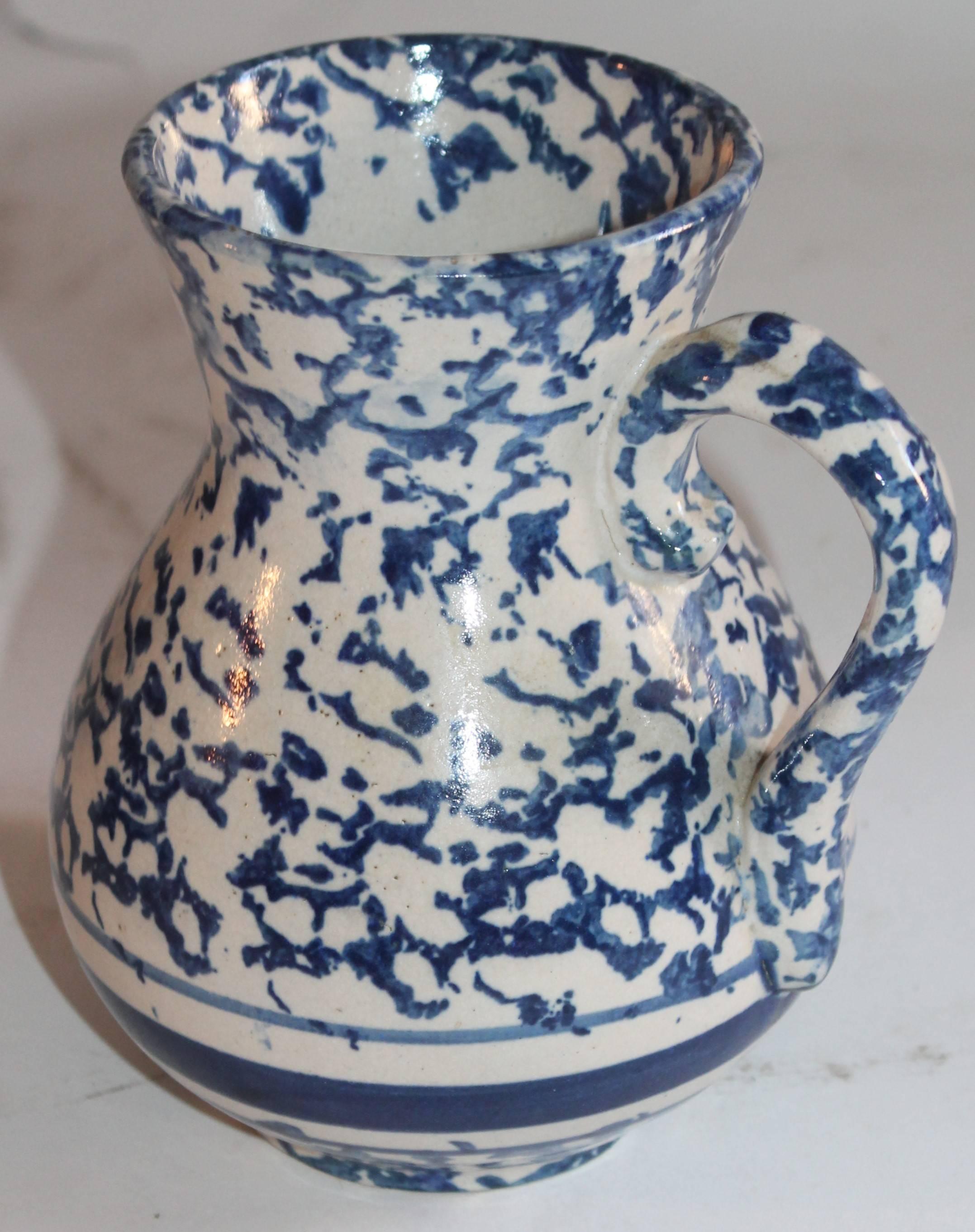 Hand-Crafted Sponge Ware Pottery Pitcher