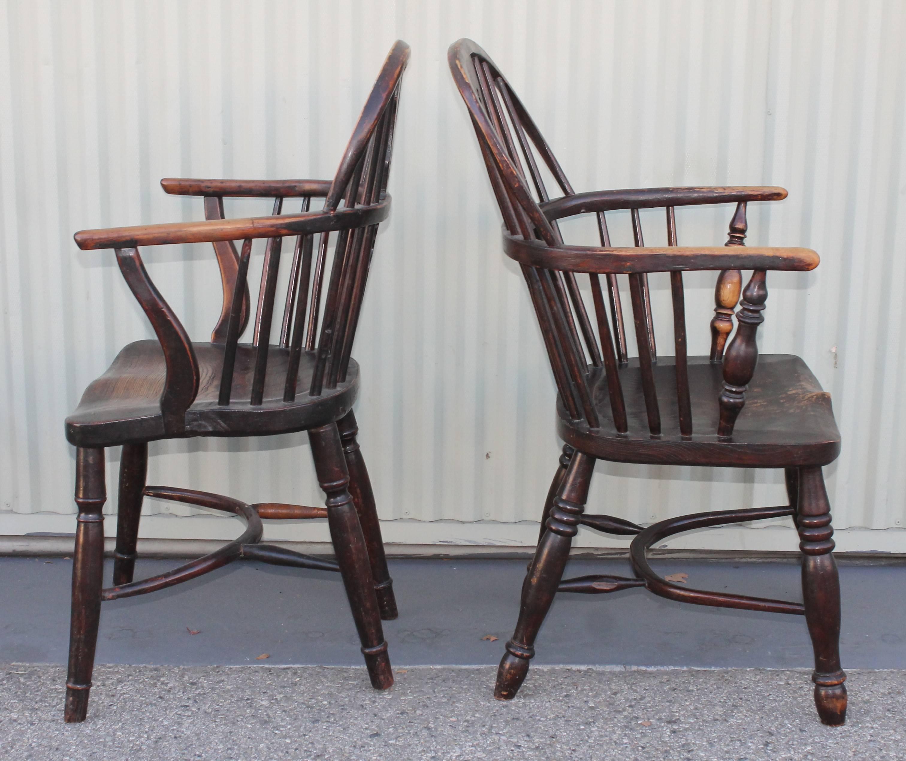 Windsor Chairs, Early 19th Century English Assembled Collection / 4 In Distressed Condition In Los Angeles, CA