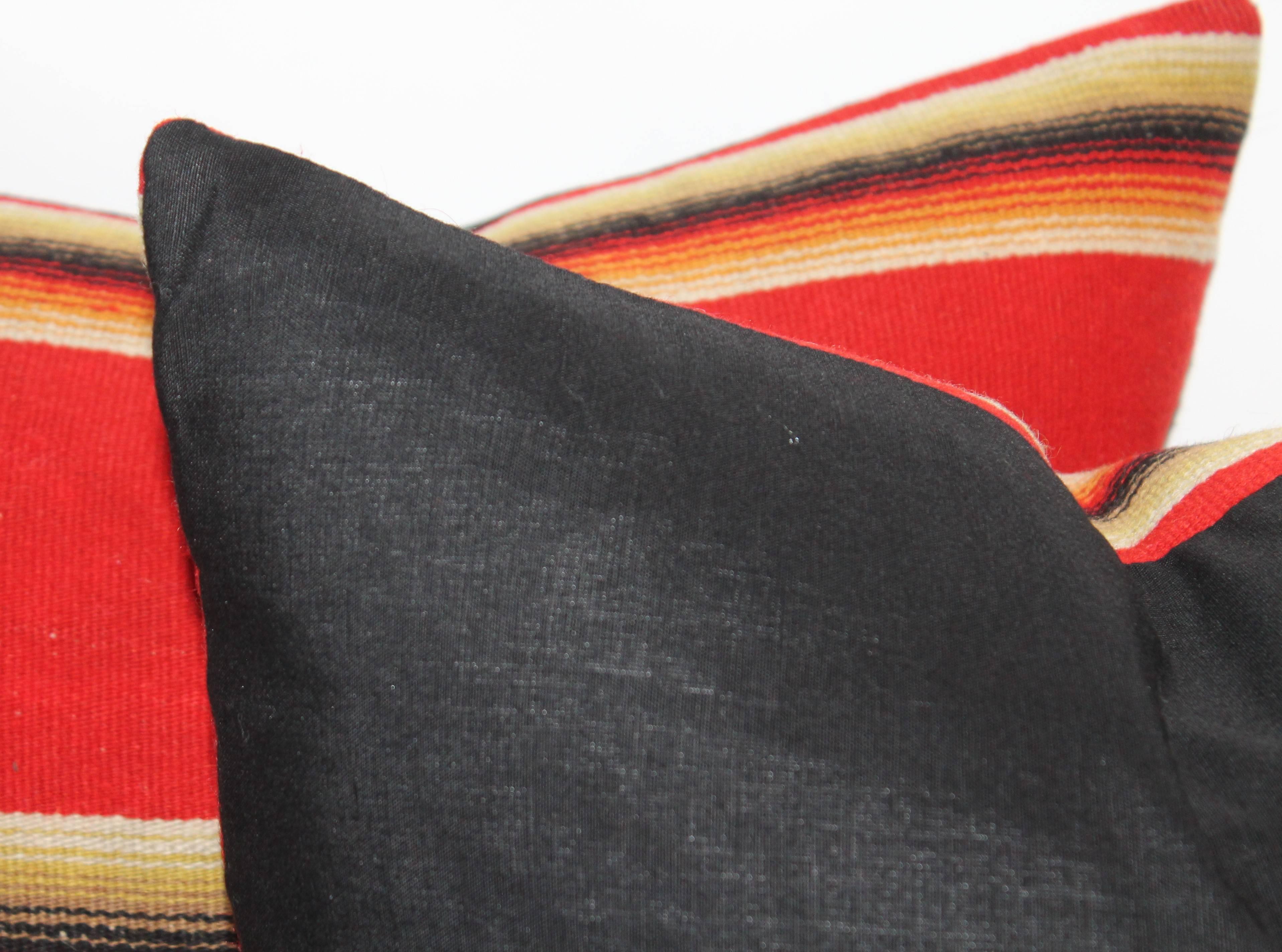 Mexican / American Early Wool Serape Pillows In Excellent Condition In Los Angeles, CA