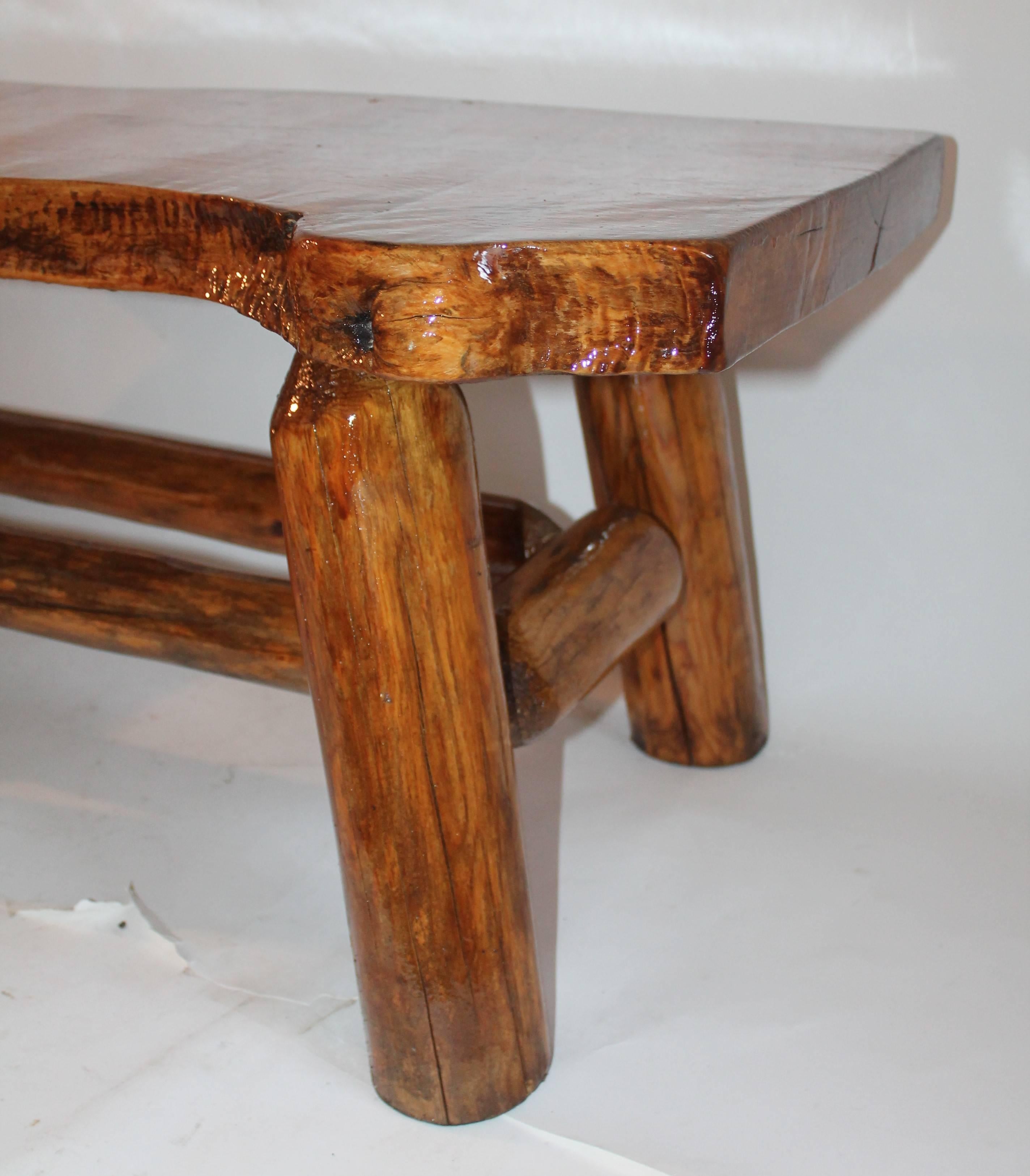 Hand-Crafted Rustic Coffee Table or Bench from Midwest For Sale