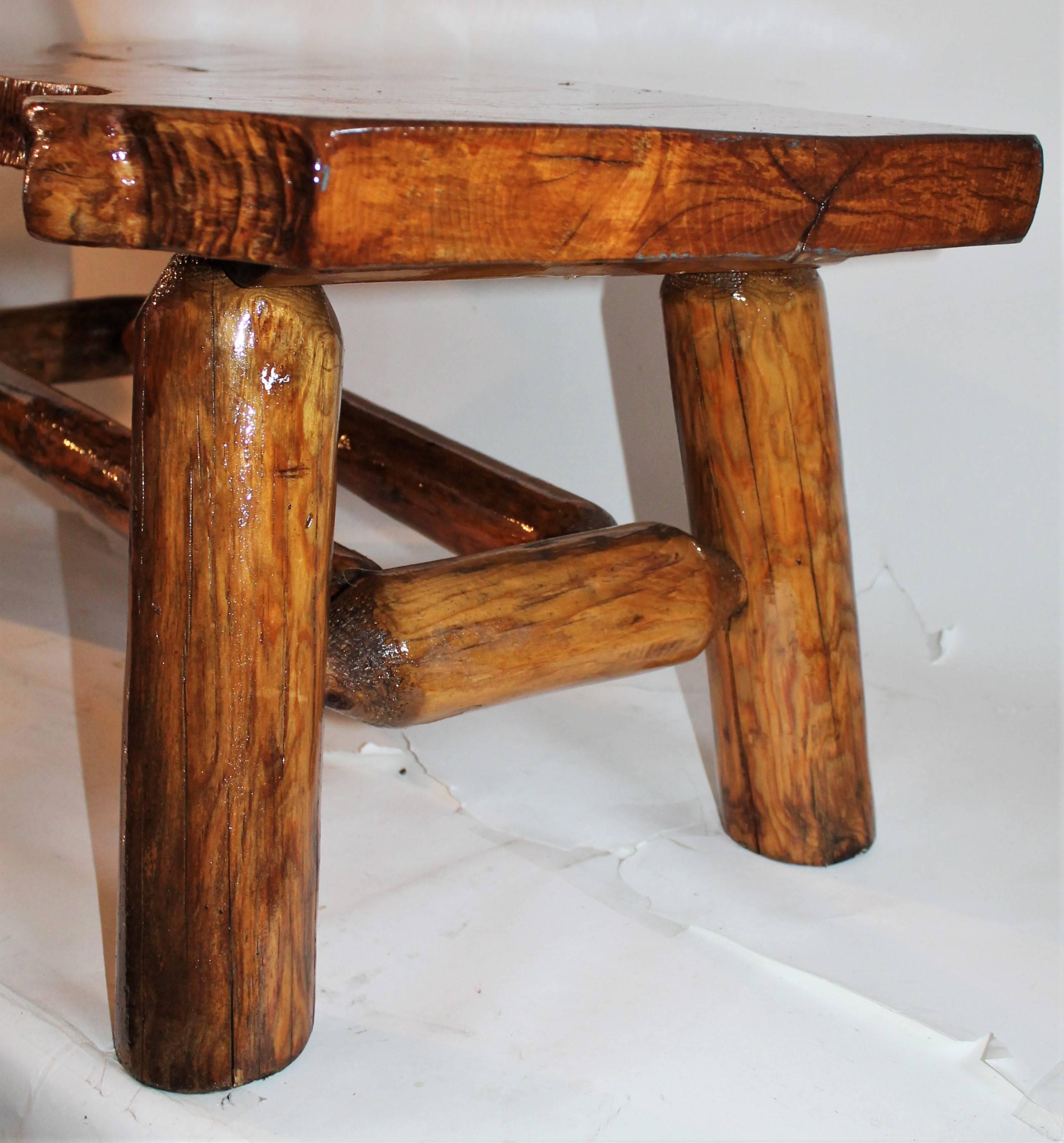 Hickory Rustic Coffee Table or Bench from Midwest For Sale