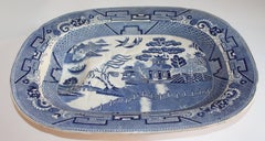 English Blue Willow 19th Century Meat Platter Monumental Size