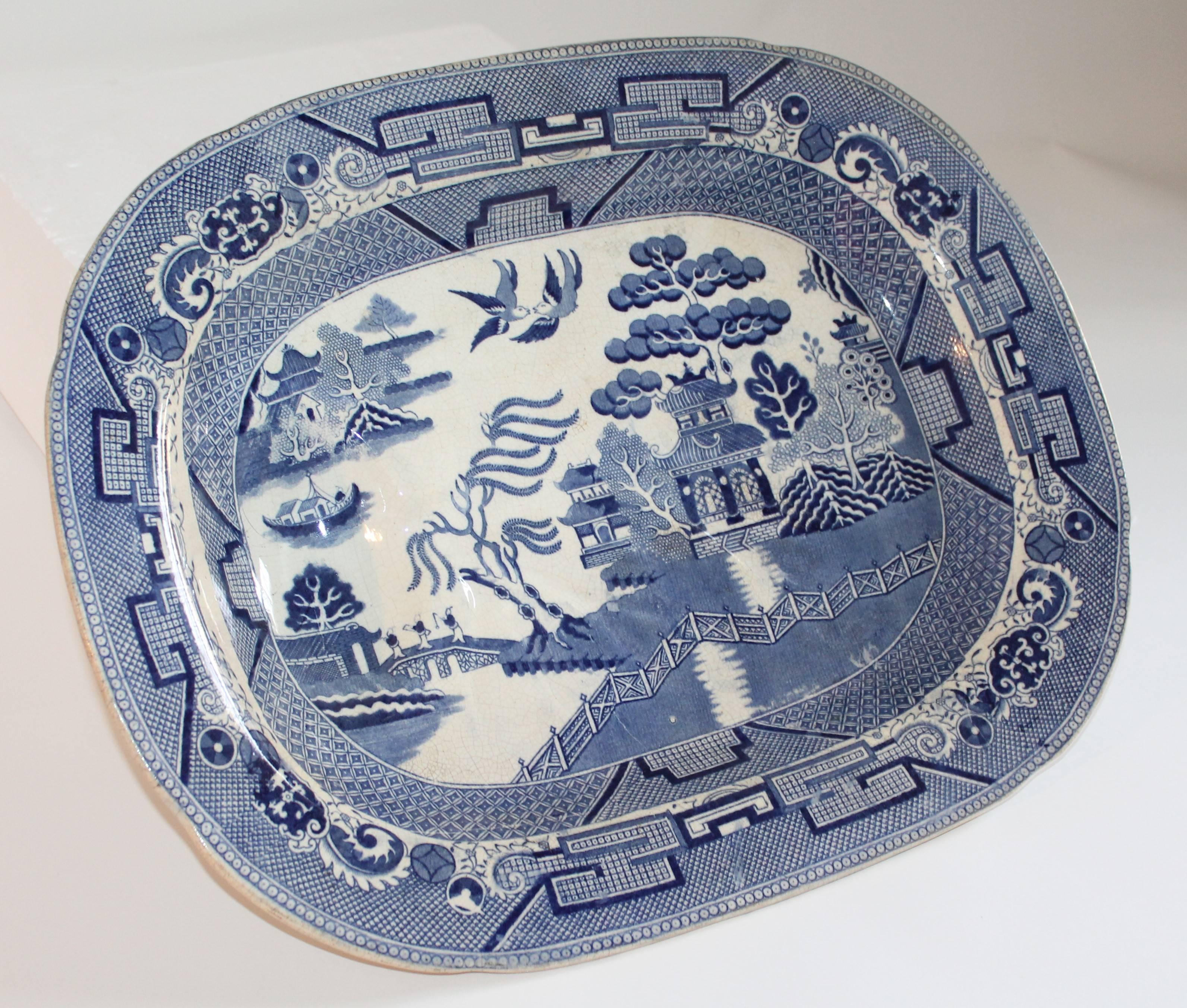 warranted staffordshire blue willow platter