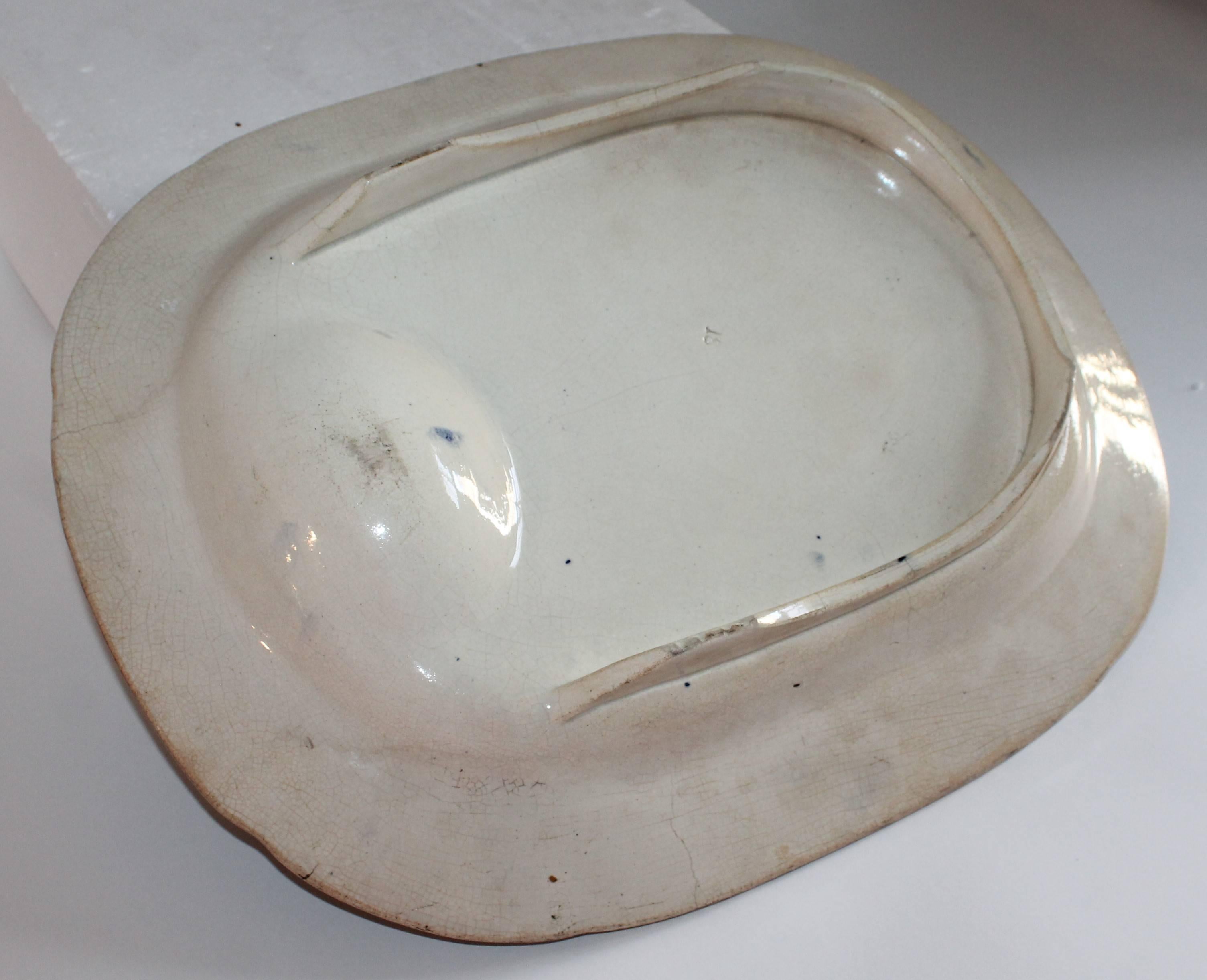 English Blue Willow 19th Century Meat Platter Monumental Size In Good Condition In Los Angeles, CA