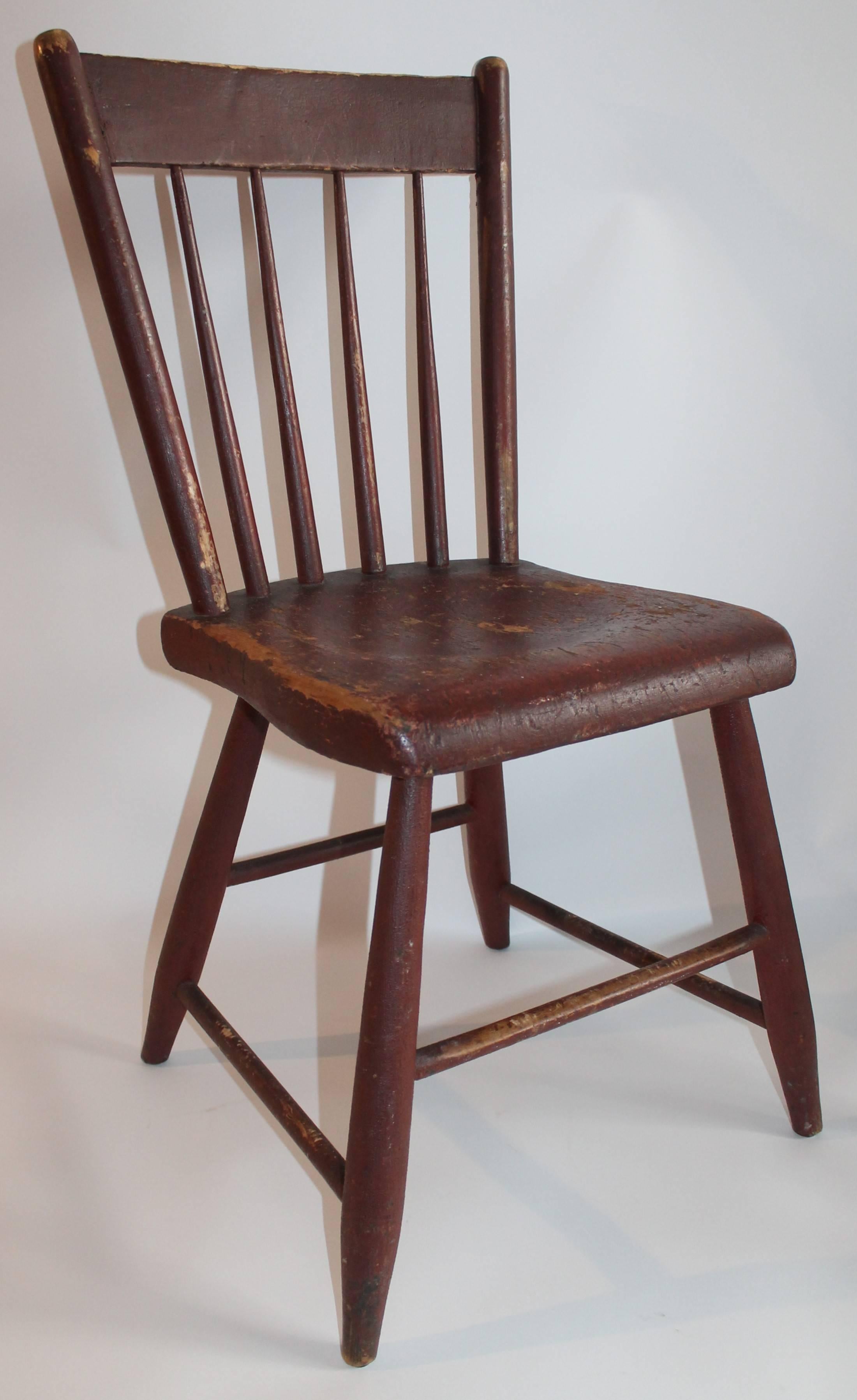 Hand-Crafted 19th Century Original Red Painted Chairs from Pennsylvania, Pair