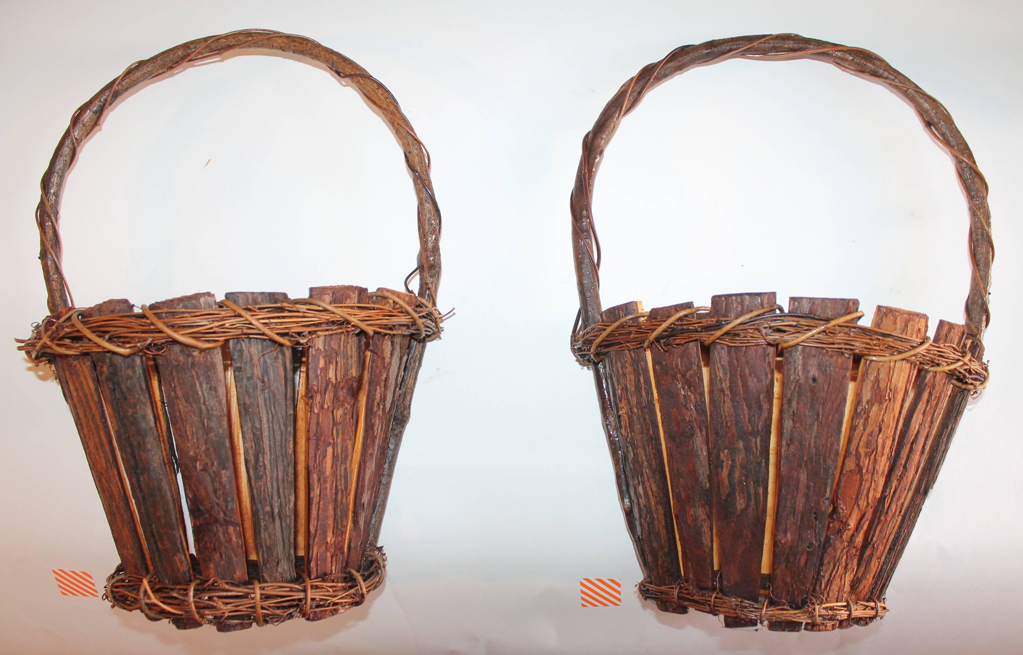 These cool half round wall baskets are in pristine condition and very sturdy.