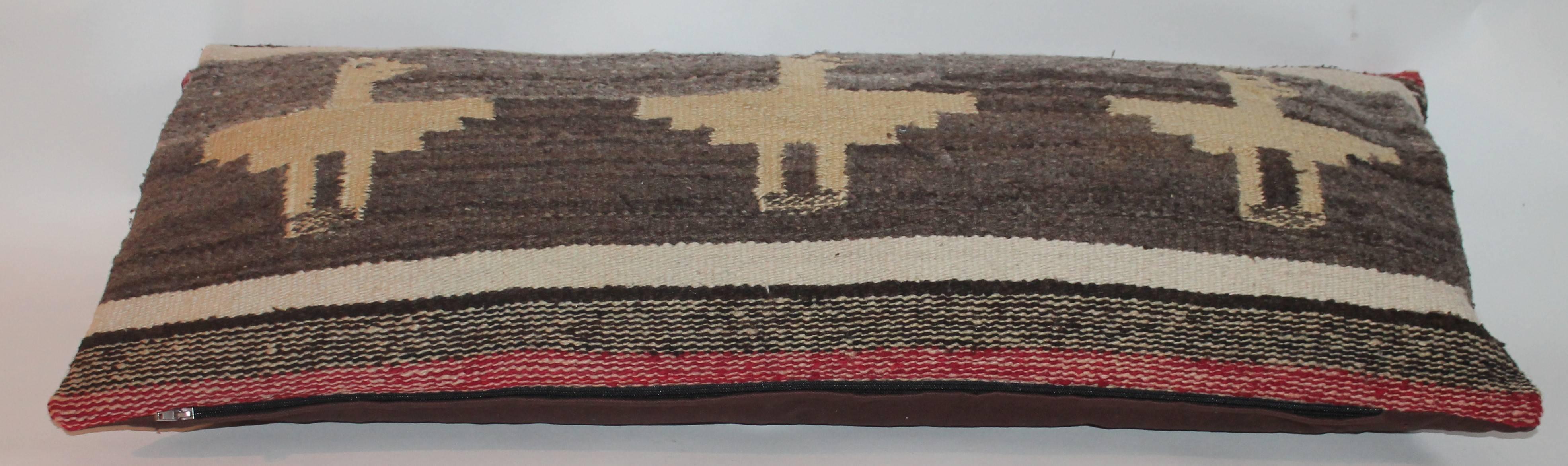 Hand-Woven Navajo Indian Weaving Thunderbirds Bolster Pillow