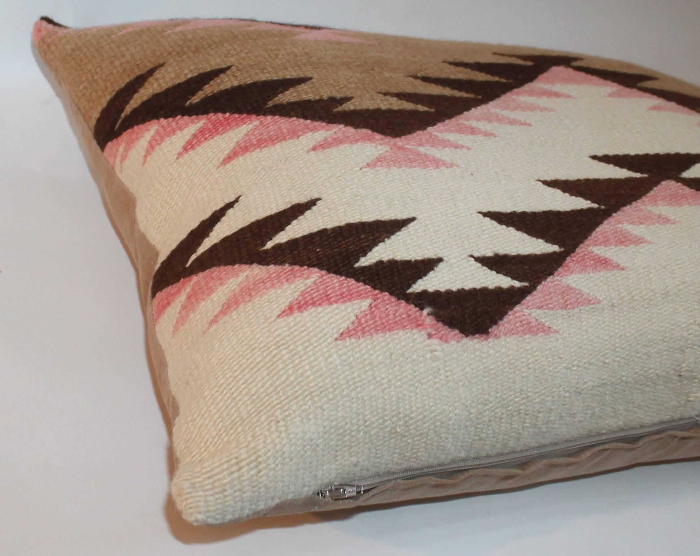 Navajo Indian Weaving Large Bolster Pillow In Excellent Condition In Los Angeles, CA