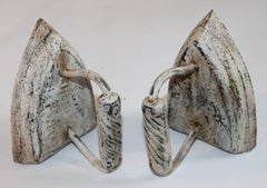 Bookends / Pair of Matching 19th Century Original Cream Painted Sad Irons