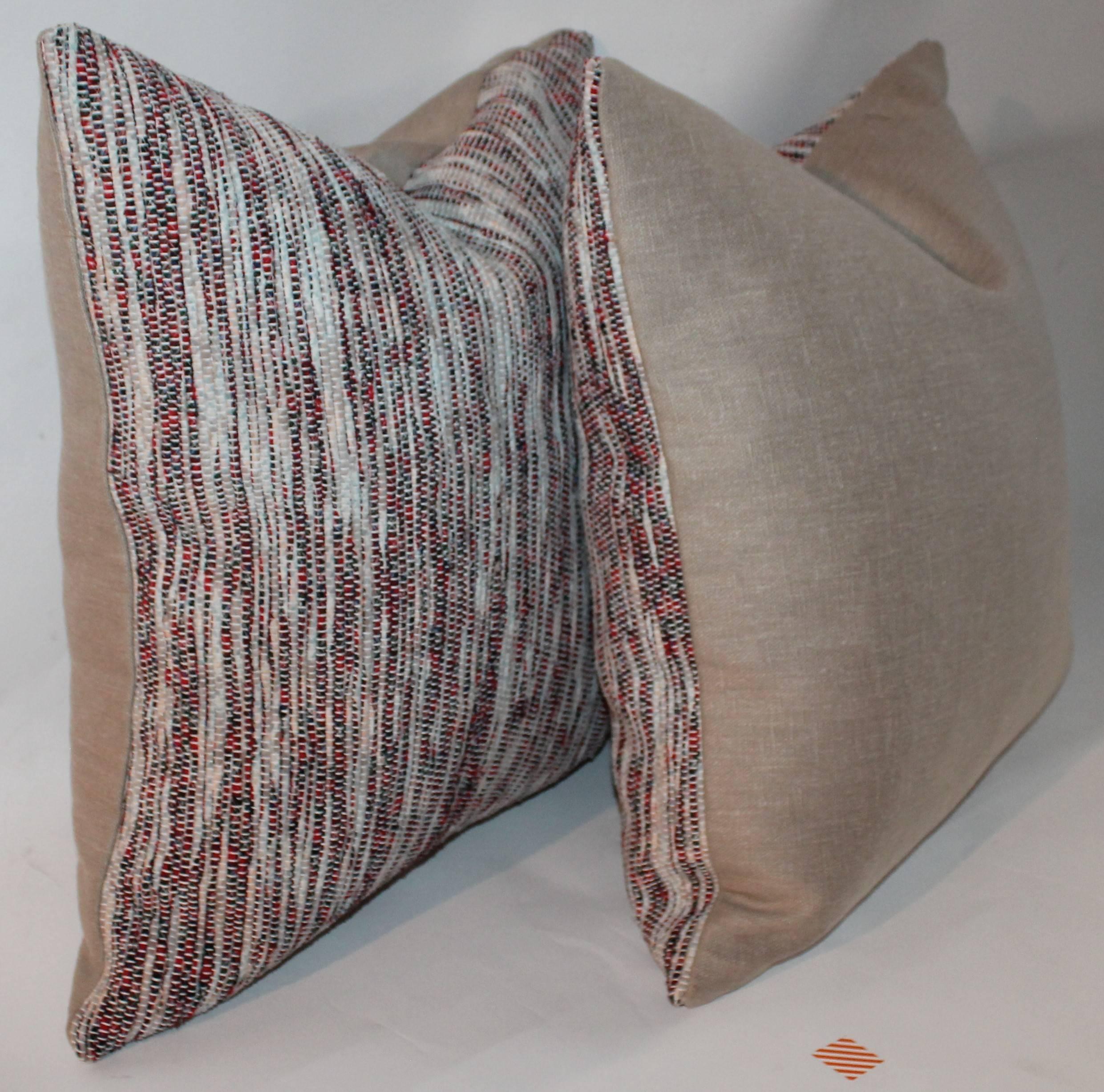 Pair of Rag Rug Pillows In Excellent Condition In Los Angeles, CA