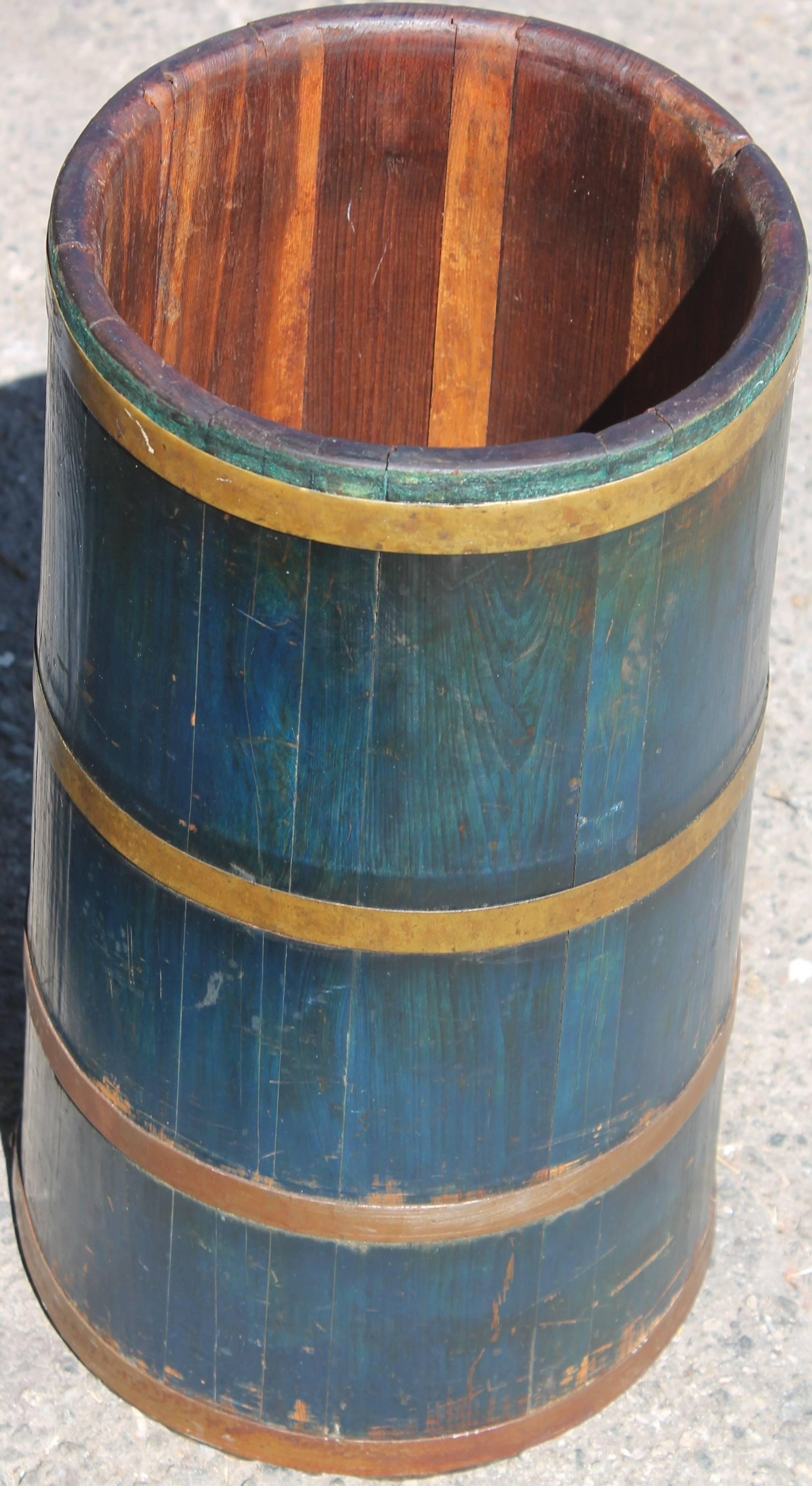 Country 19th Century Original Blue Painted Butter Churn from Illinois