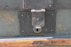 19th Century Original Green Painted Dome Top Trunk