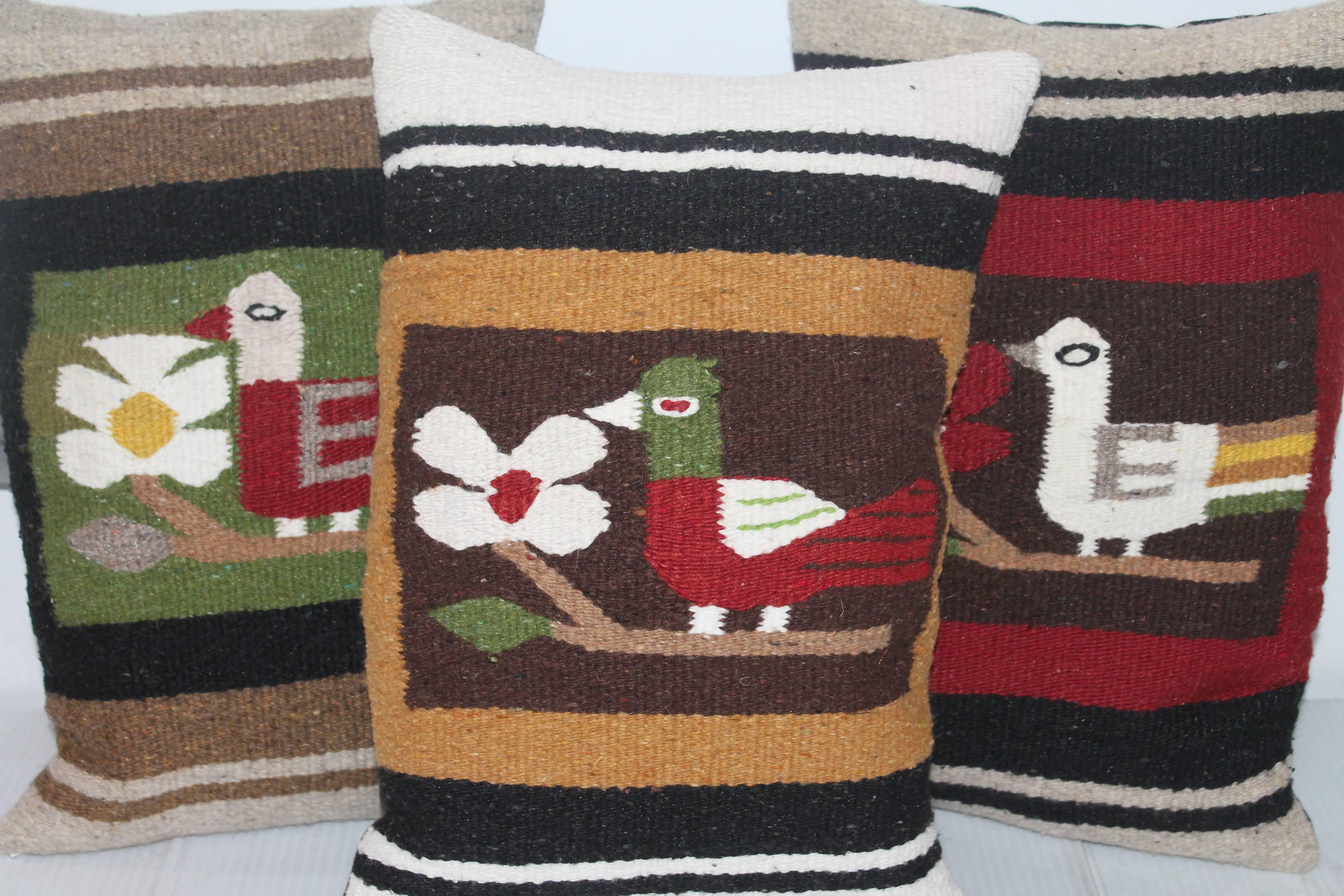 This fun group of weaving pillows have the initial E on them and are all have cotton linen backings. Down and feather fill. Sold as a group of three.