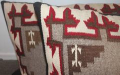Pair of Navajo Indian Saddle Blanket Weaving Pillows