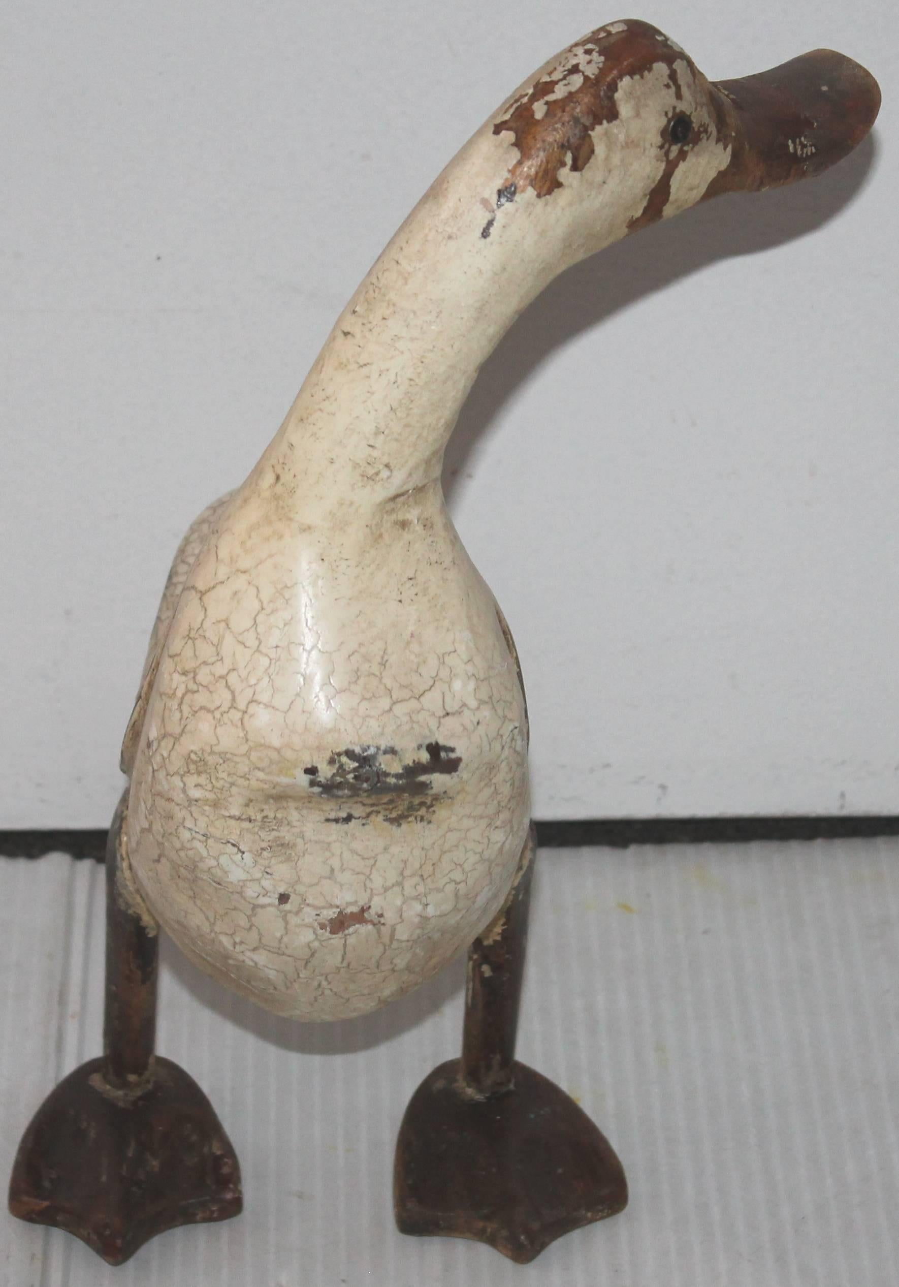 Folk Art Folky Hand-Carved and Painted Duck
