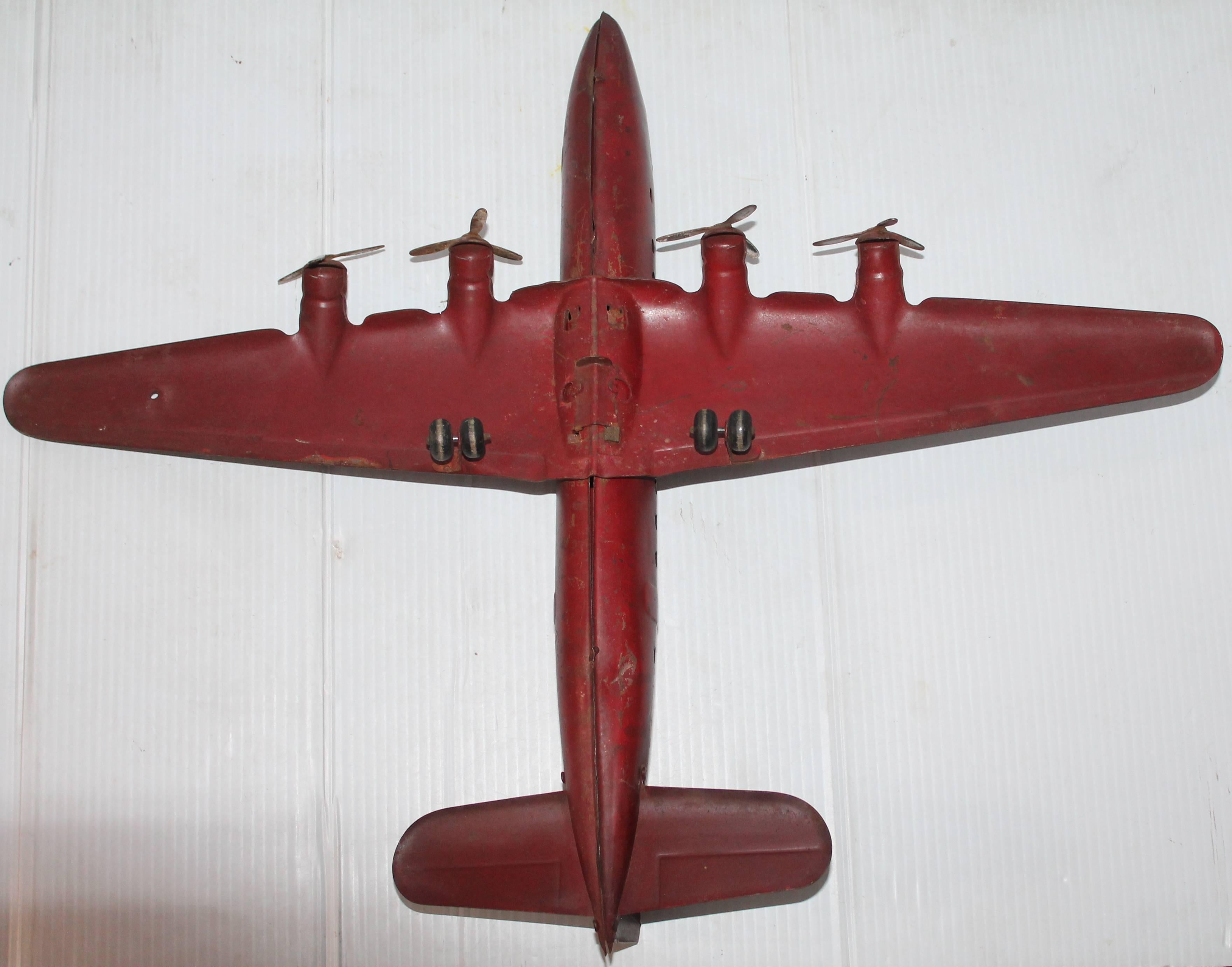 Early 20th Century Original Painted Tin Model Airplane 2