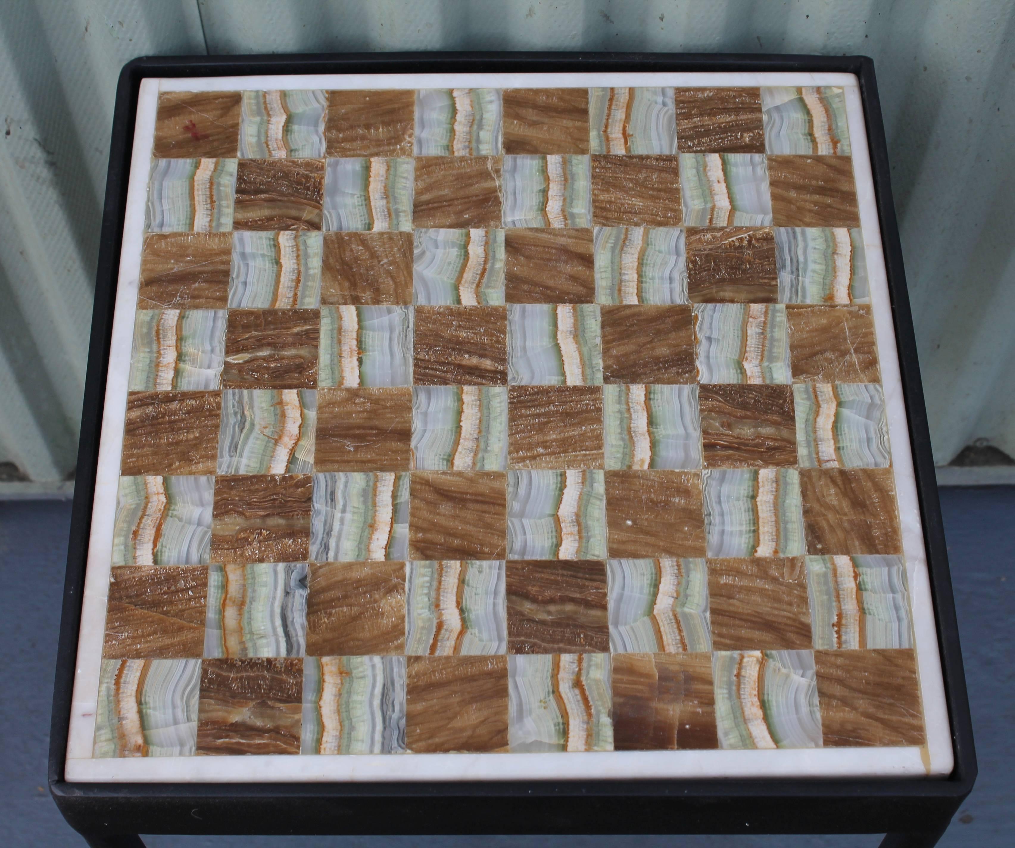 Custom-made table. Reversible game board, the colors are neutral. Beautiful centerpiece. Goes with any decor.