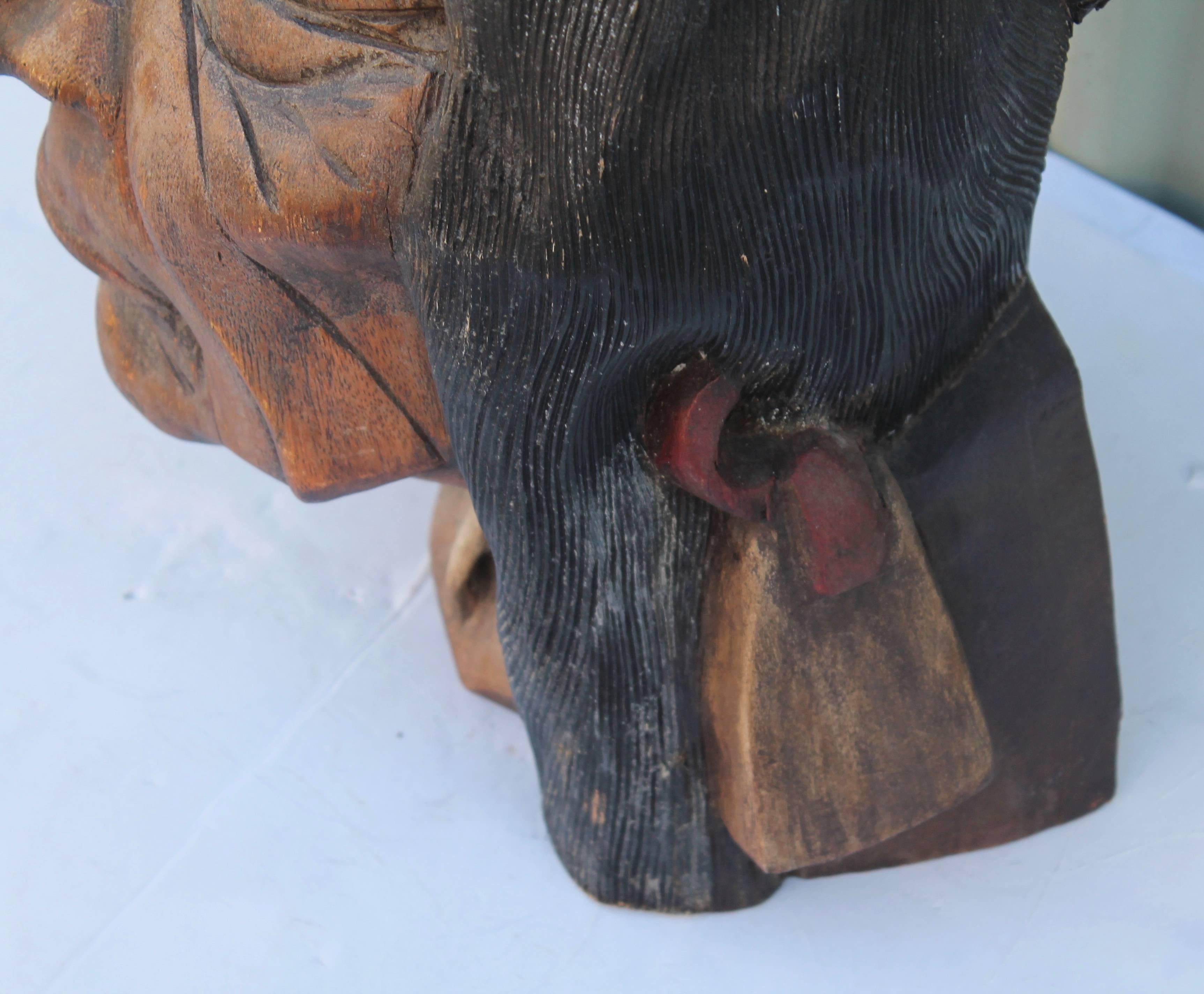 Adirondack 19th Century Original Painted Cigar Store Indian Head Carving