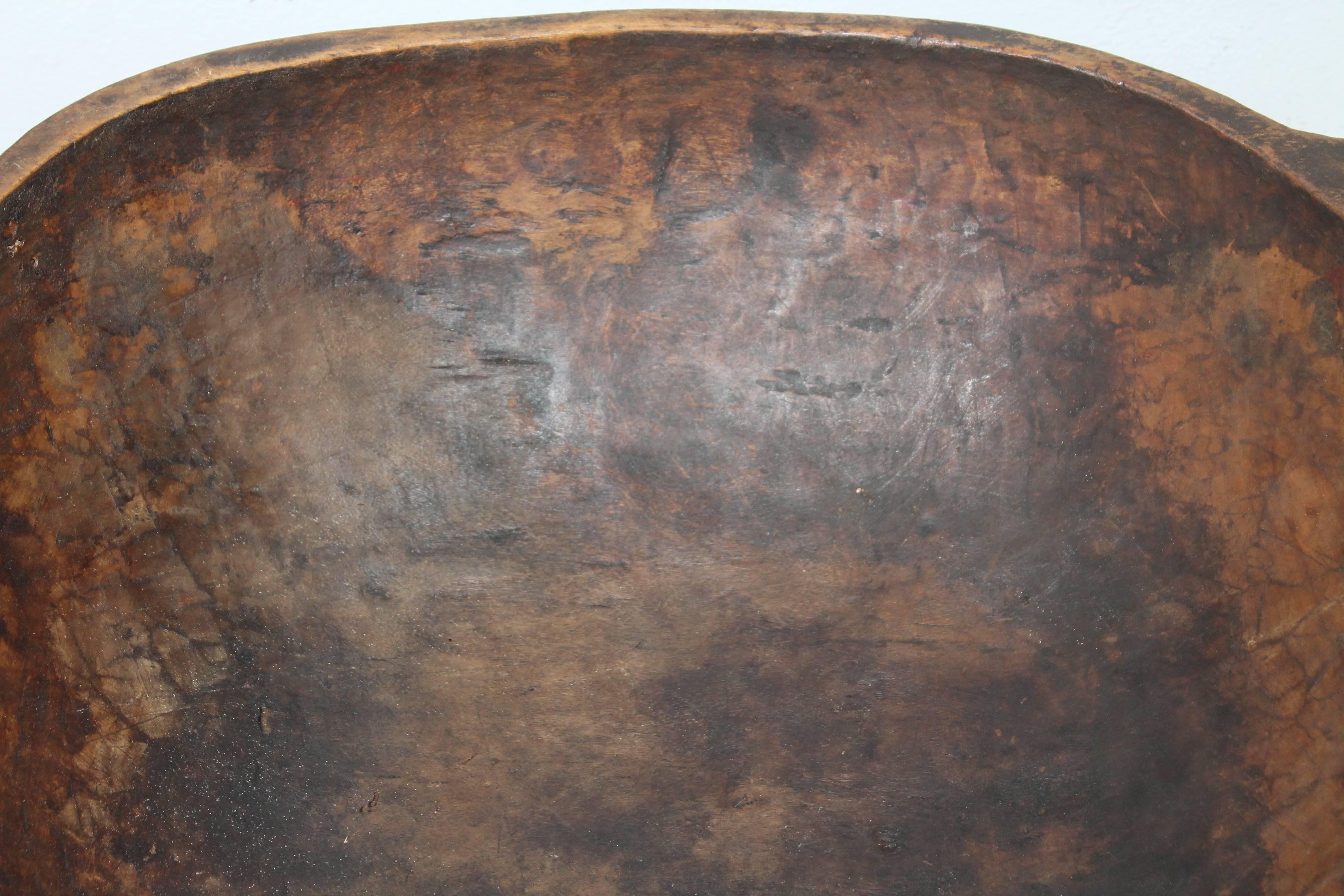 English 19th Century Early Dough Bowl with Original Surface For Sale