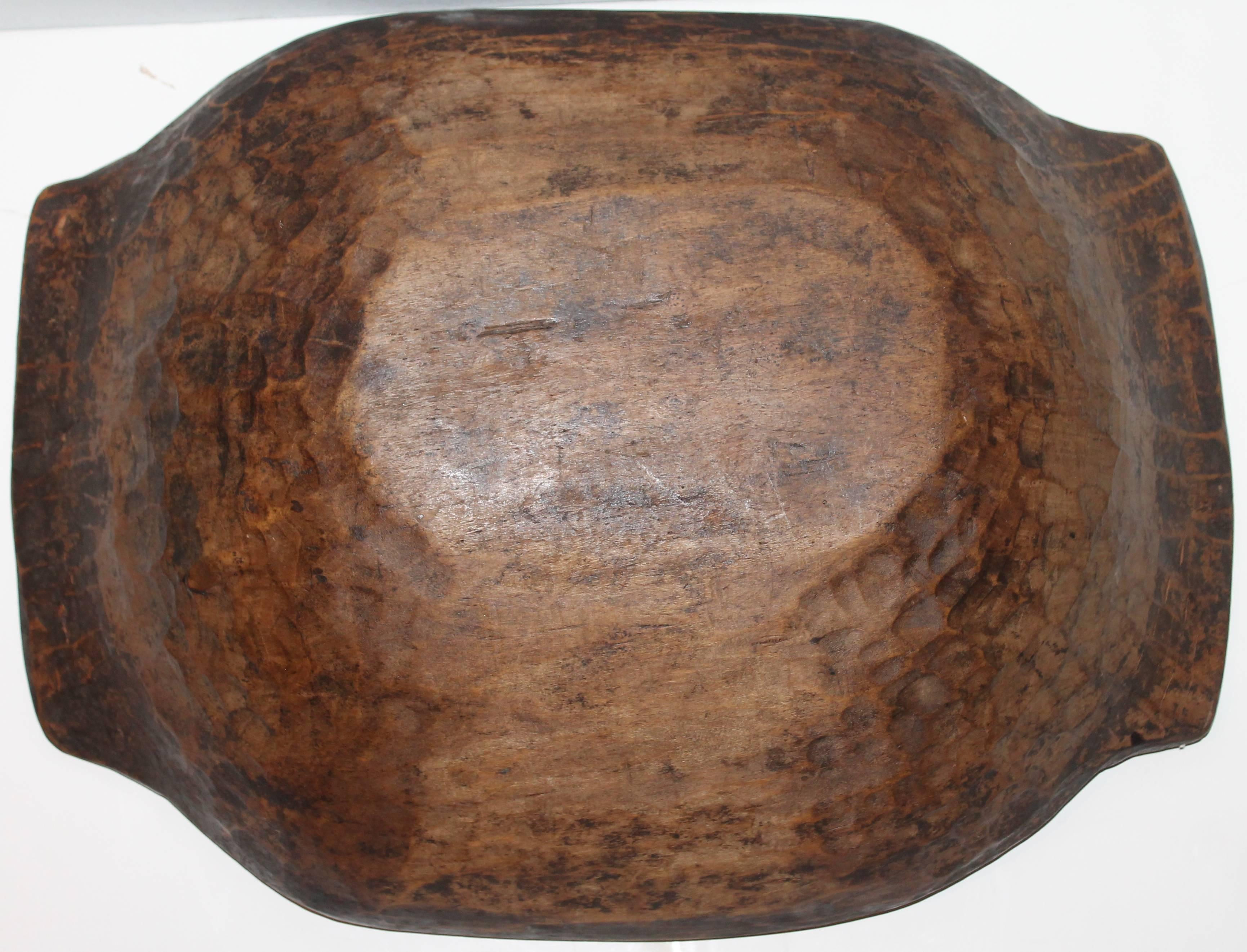 Wood 19th Century Early Dough Bowl with Original Surface For Sale