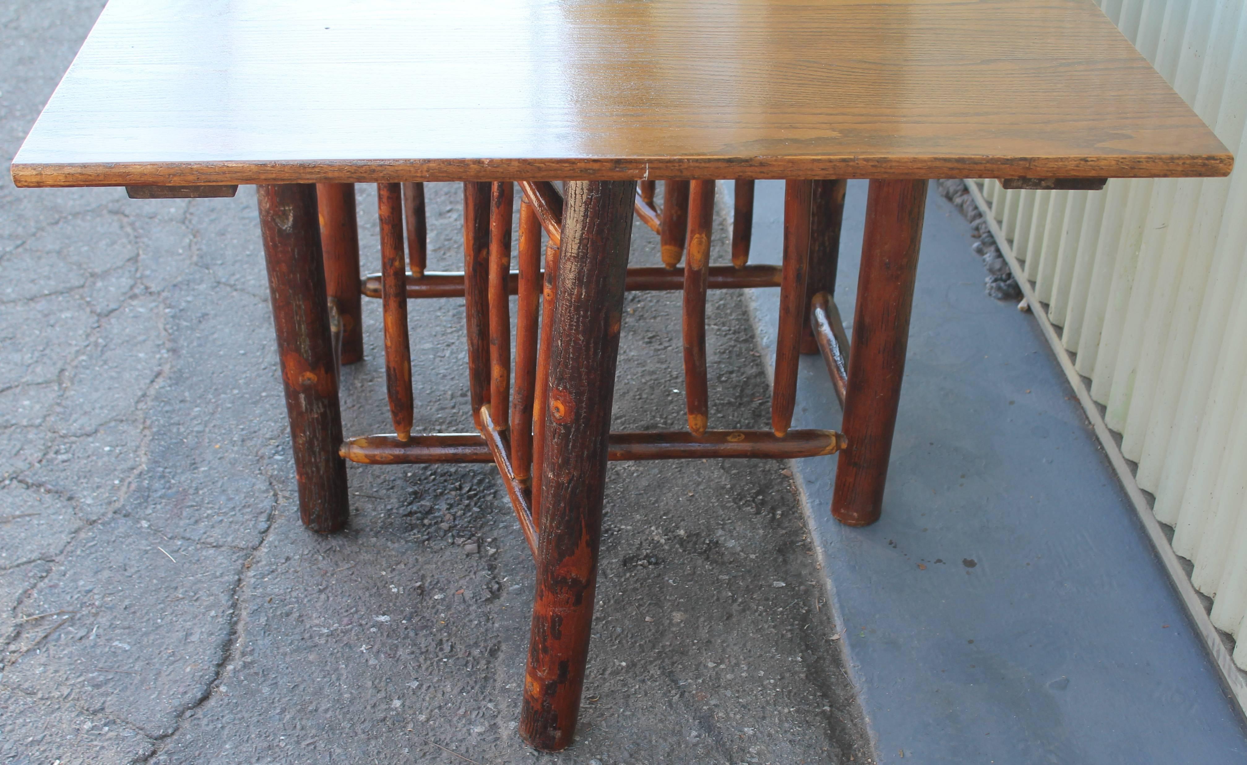 American 1930s Monumental Drop-Leaf Old Hickory Table