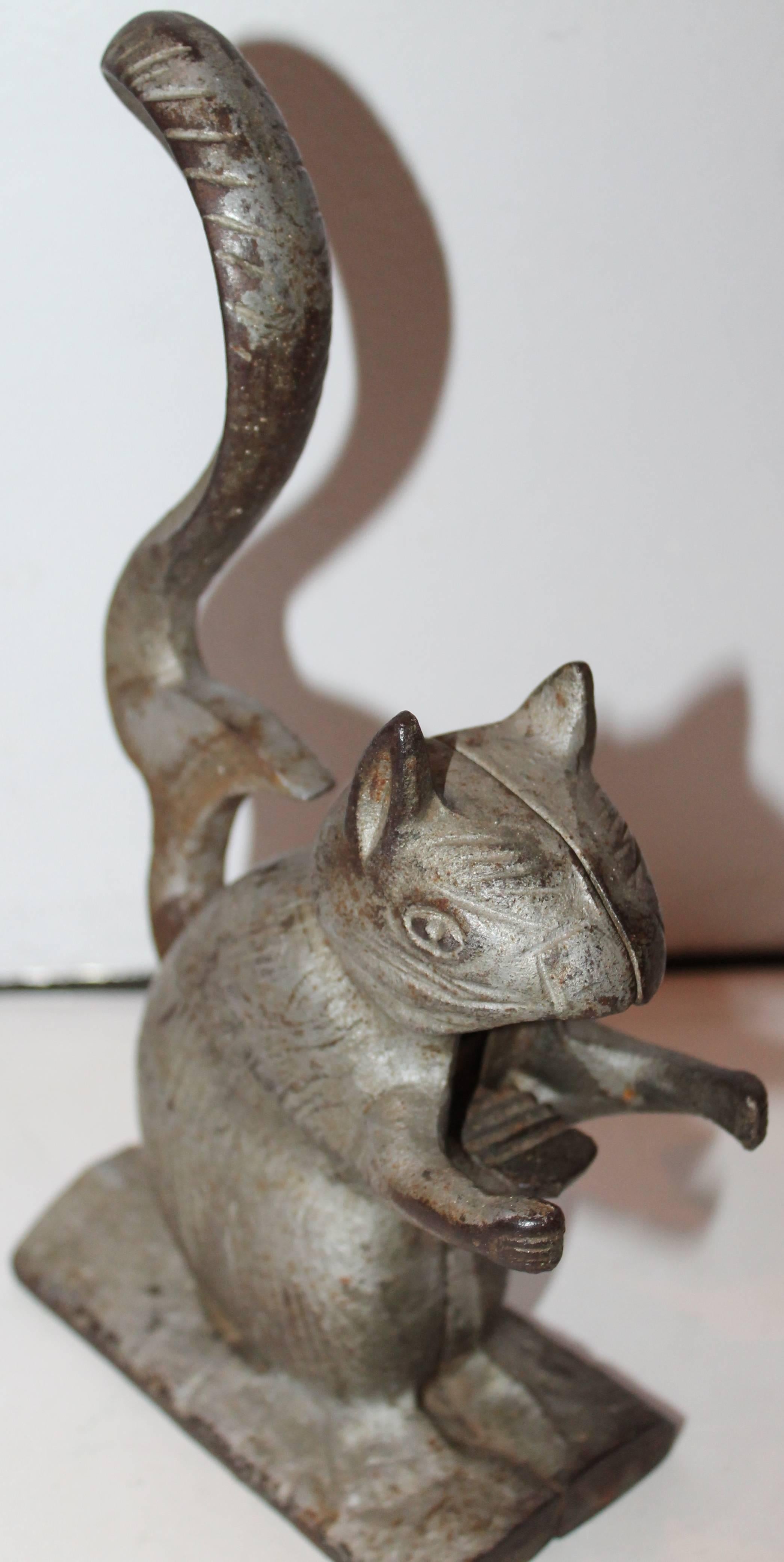 Adirondack 19th Century Zinc Painted Cast Iron Squirrel Nut Cracker