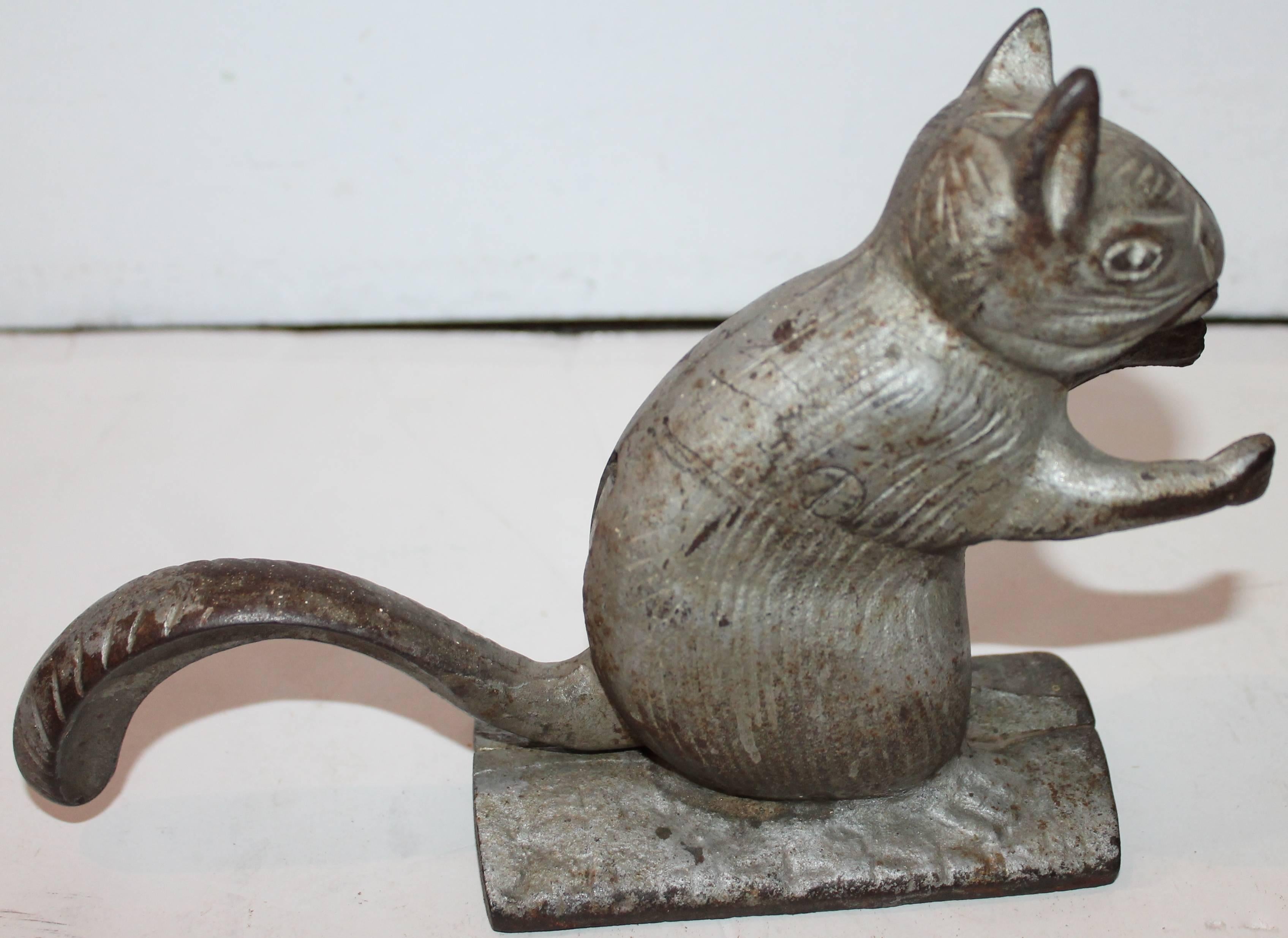 American 19th Century Zinc Painted Cast Iron Squirrel Nut Cracker