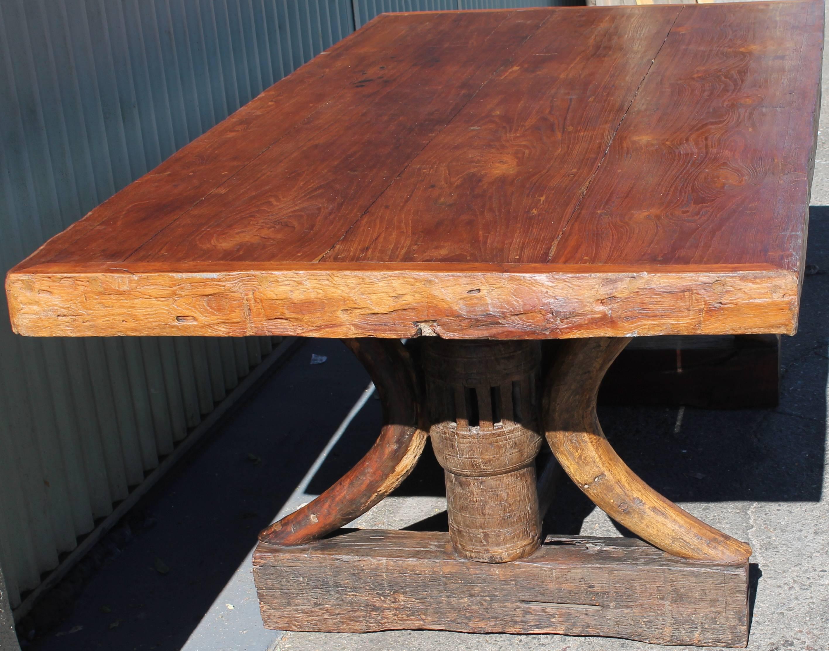 Folk Art 19th Century Plank Top Rustic Table