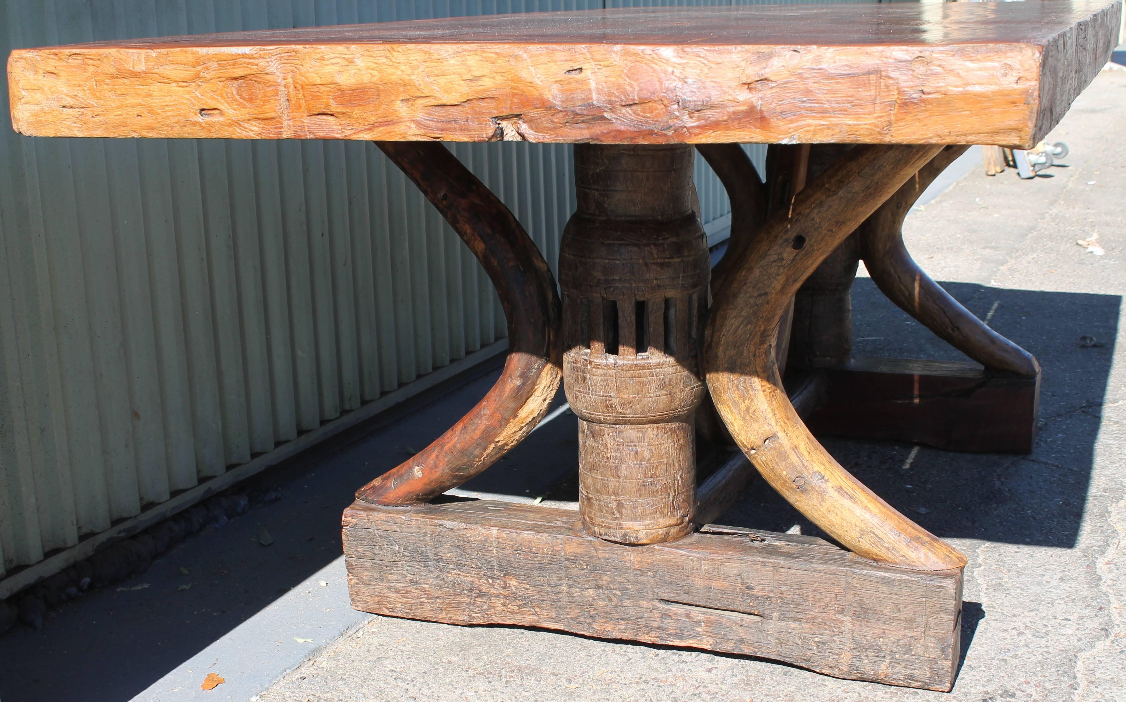 American 19th Century Plank Top Rustic Table