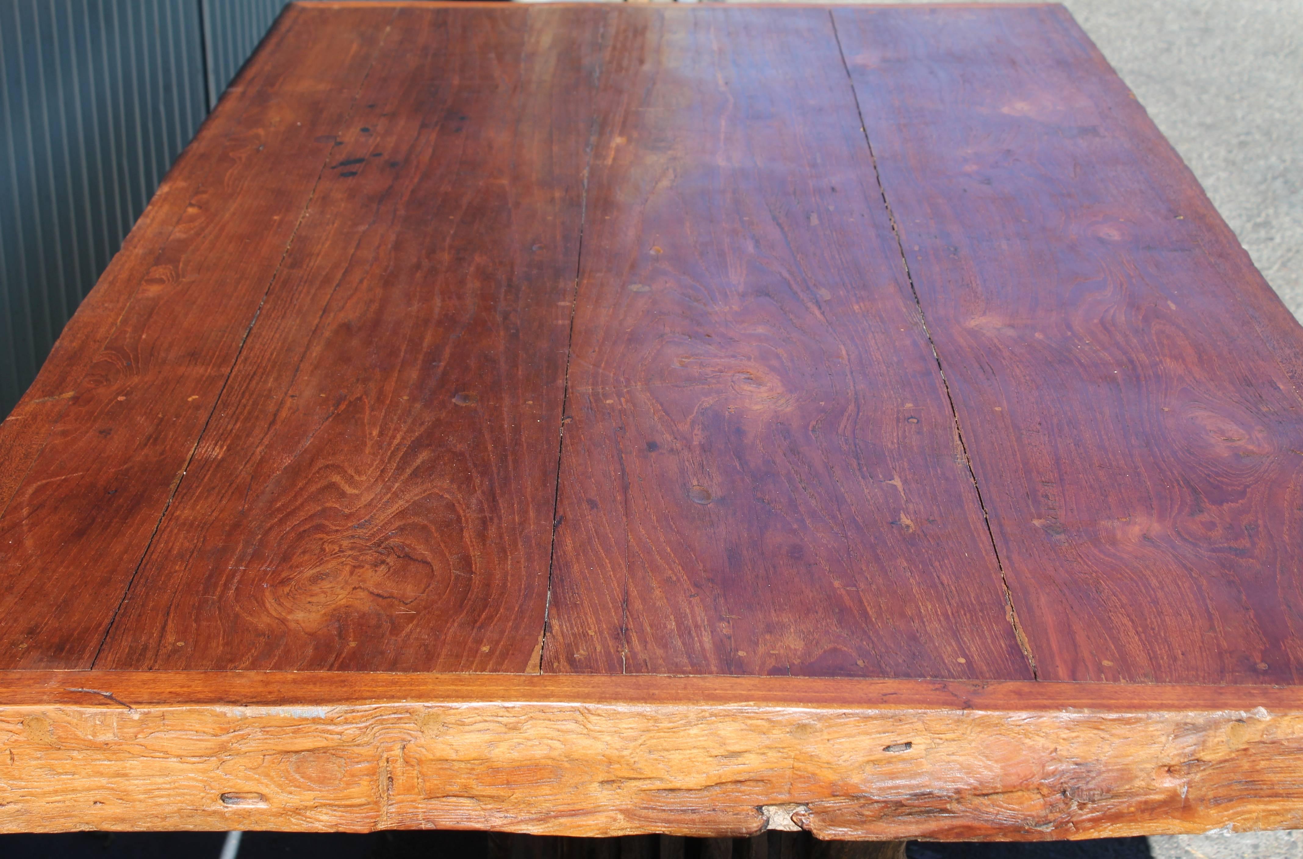 Pine 19th Century Plank Top Rustic Table