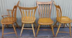 Set of Four 19th Century Mustard Original Painted Arrow Back Chairs