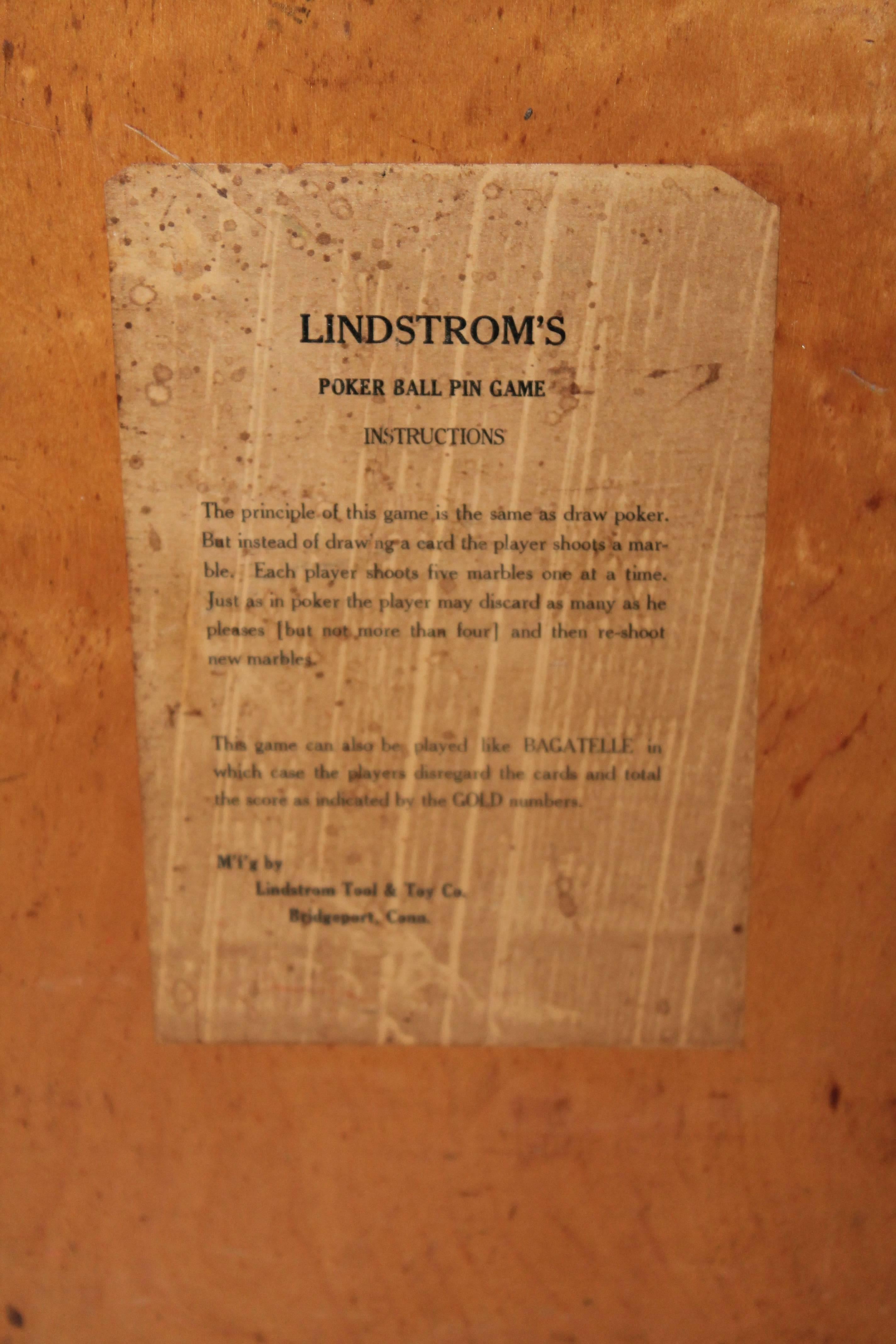 Folk Art Rare Lindstrom's Poker Ball Pin Game Board